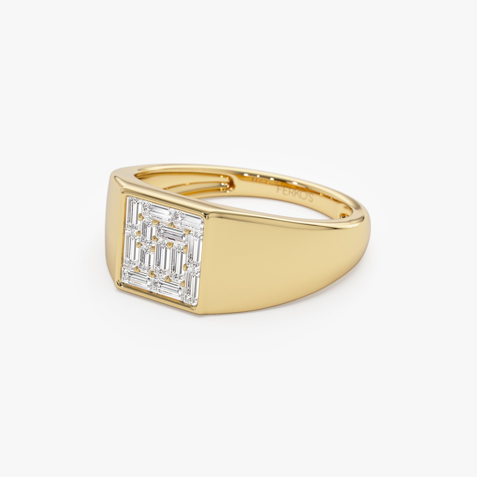 OBFJ0935 - 14k Square Illusion Setting Baguette Pinky Ring 9