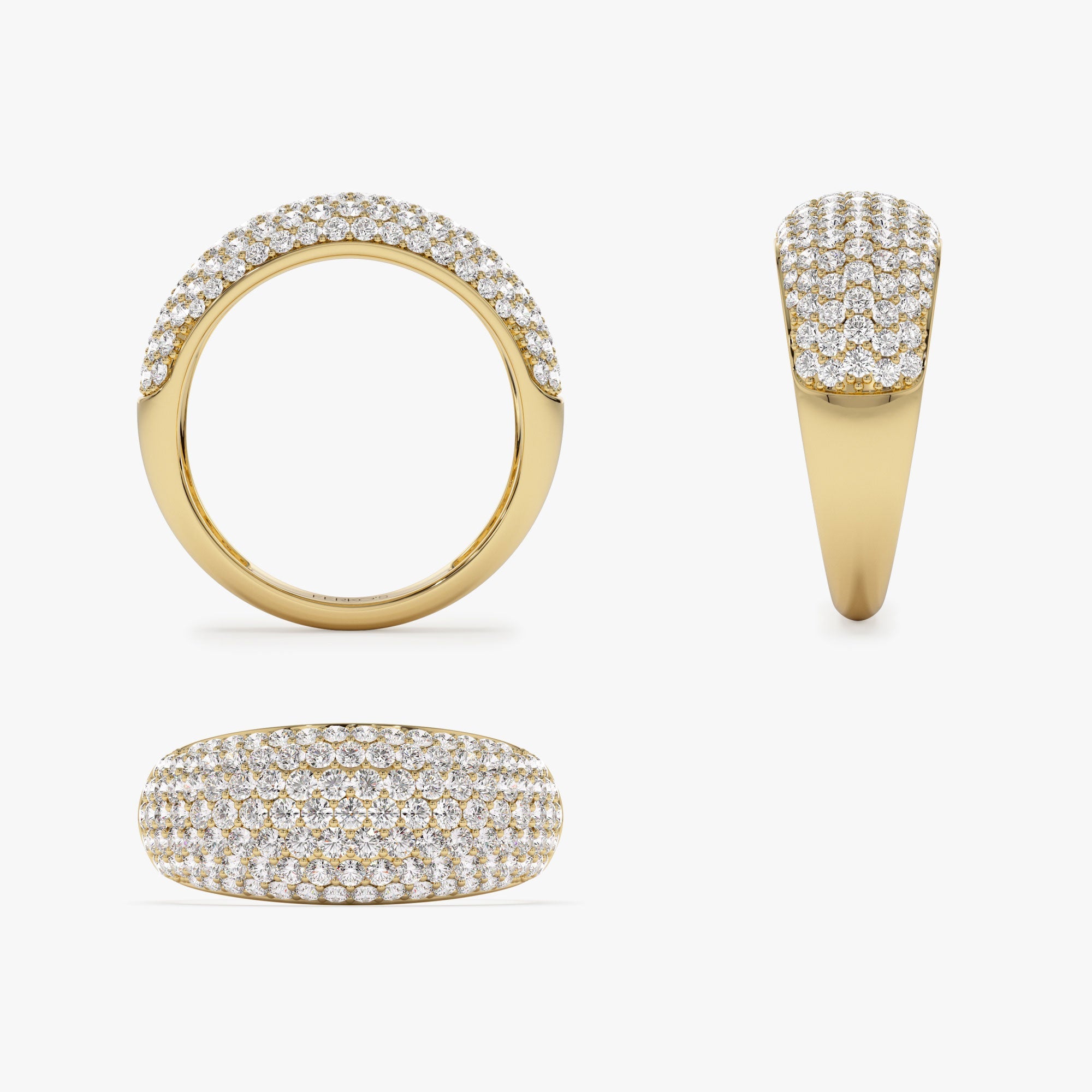 OBFJ1224 - 14k Chunky Dome Pave Setting Statement Diamond Ring 7