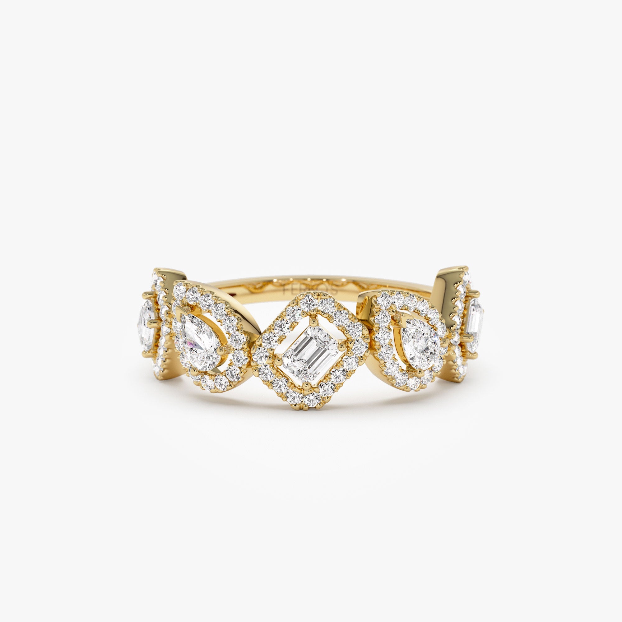 OBFJ1222 - 14K Gold Multi-Shaped Diamond Band 1