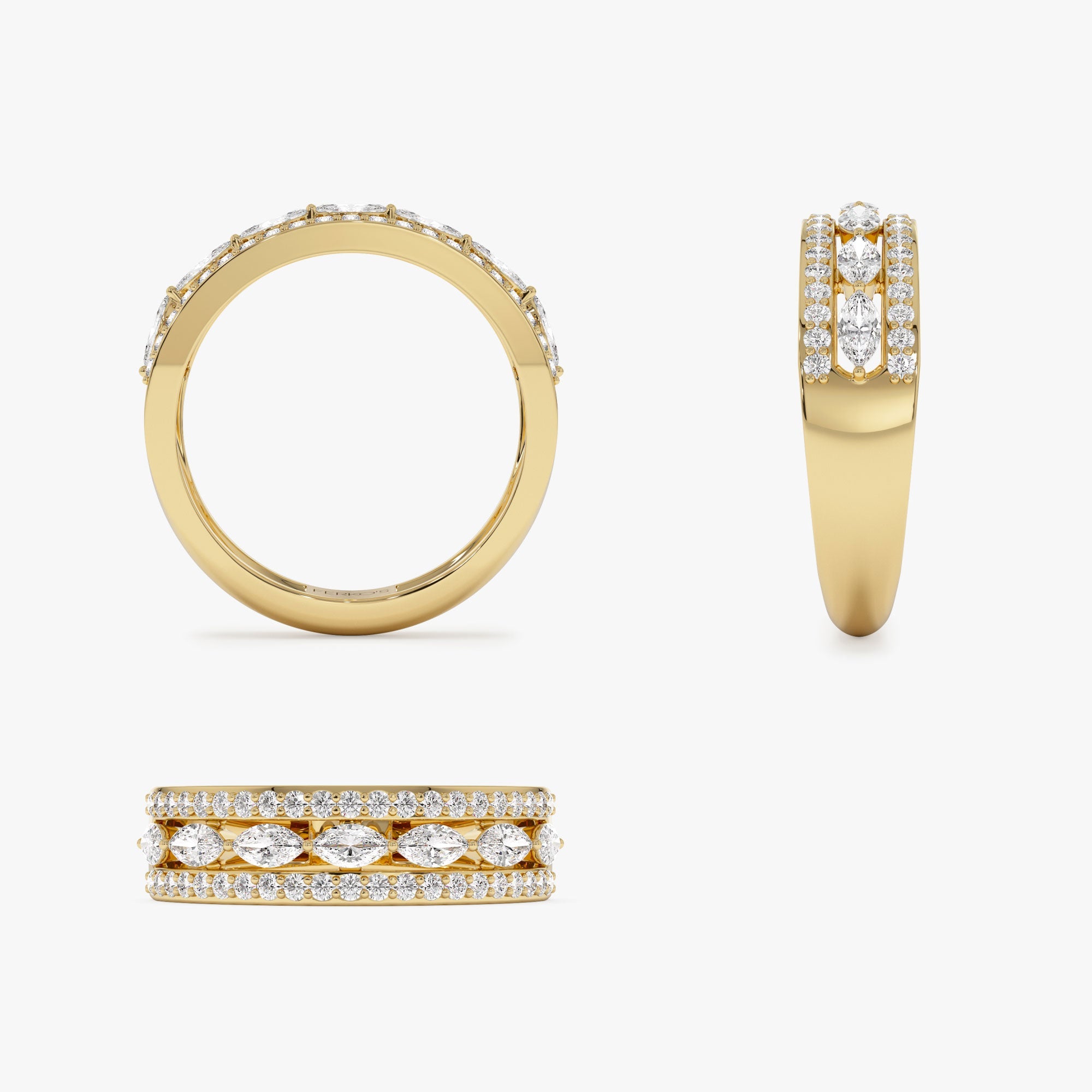 OBFJ1218 - 14K Multi-Band Marquise and Round Diamond Ring 8