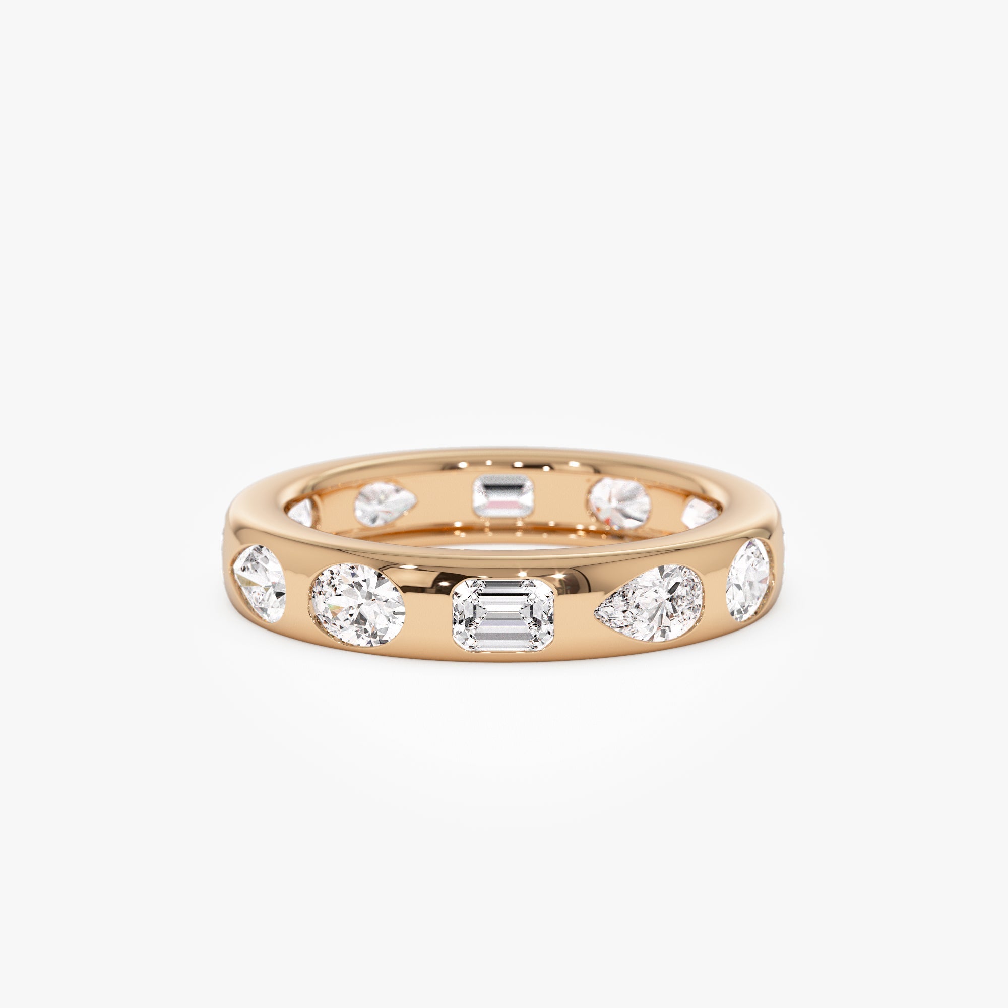 OBFJ0946 - 2.35 ctw 14k Mixed Shape Flush Setting Lab Grown Diamond Anniversary Ring - Clara 6