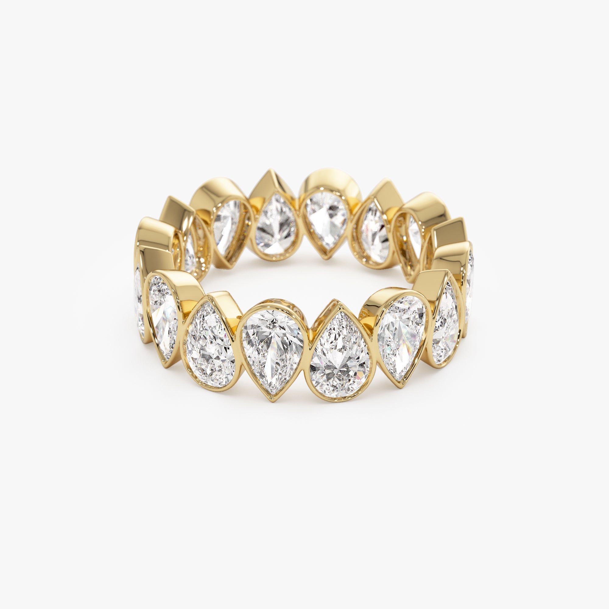 OBFJ0930 - 3.15 ctw 14k Bezel Setting Pear Shaped Lab Grown Diamond Eternity Ring - Lainey 8