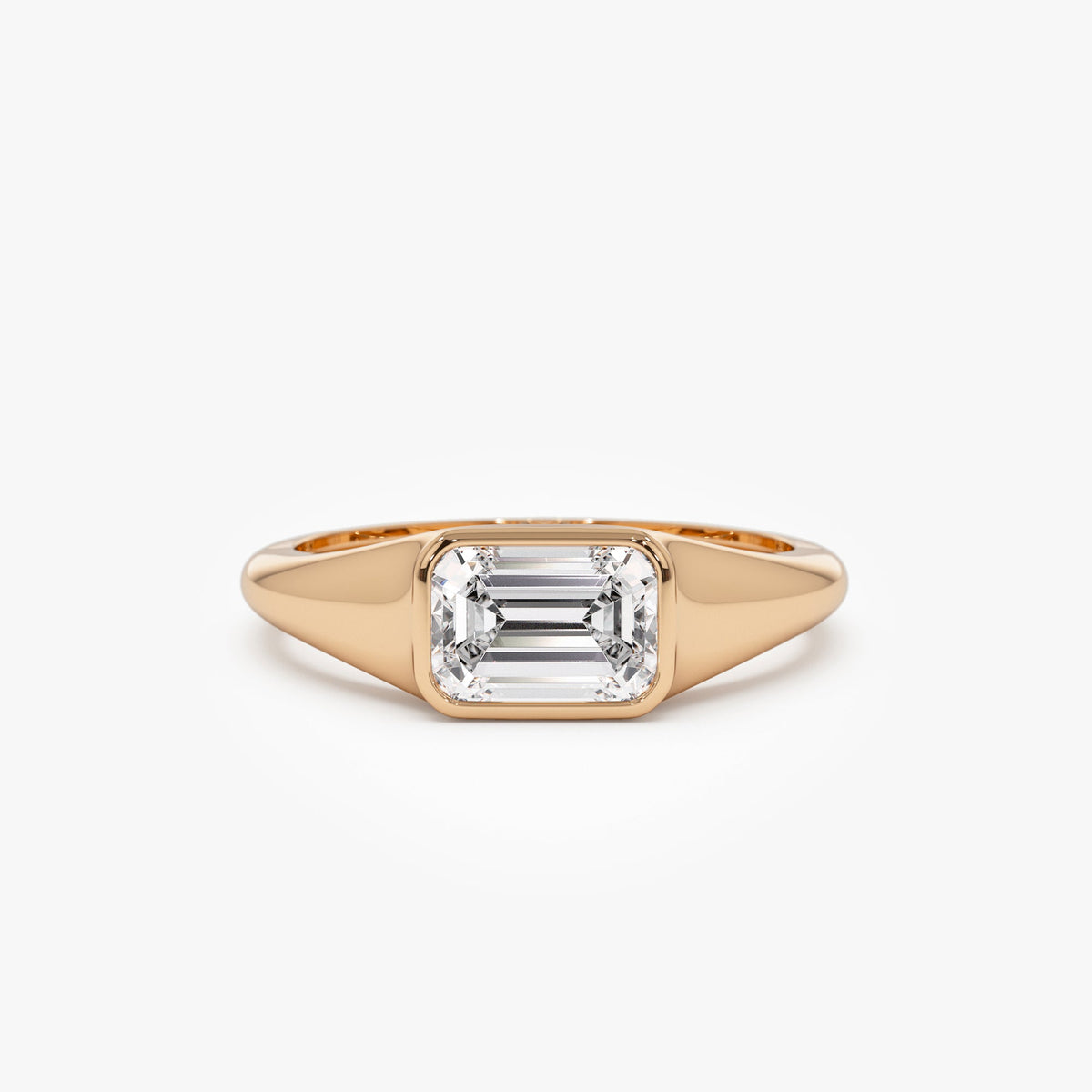 OBFJ0976 - 1.00 ctw Emerald Cut Lab Grown Diamond Ring - Remi ring in selectable metal and diamond options - Roselle Jewelry view 7