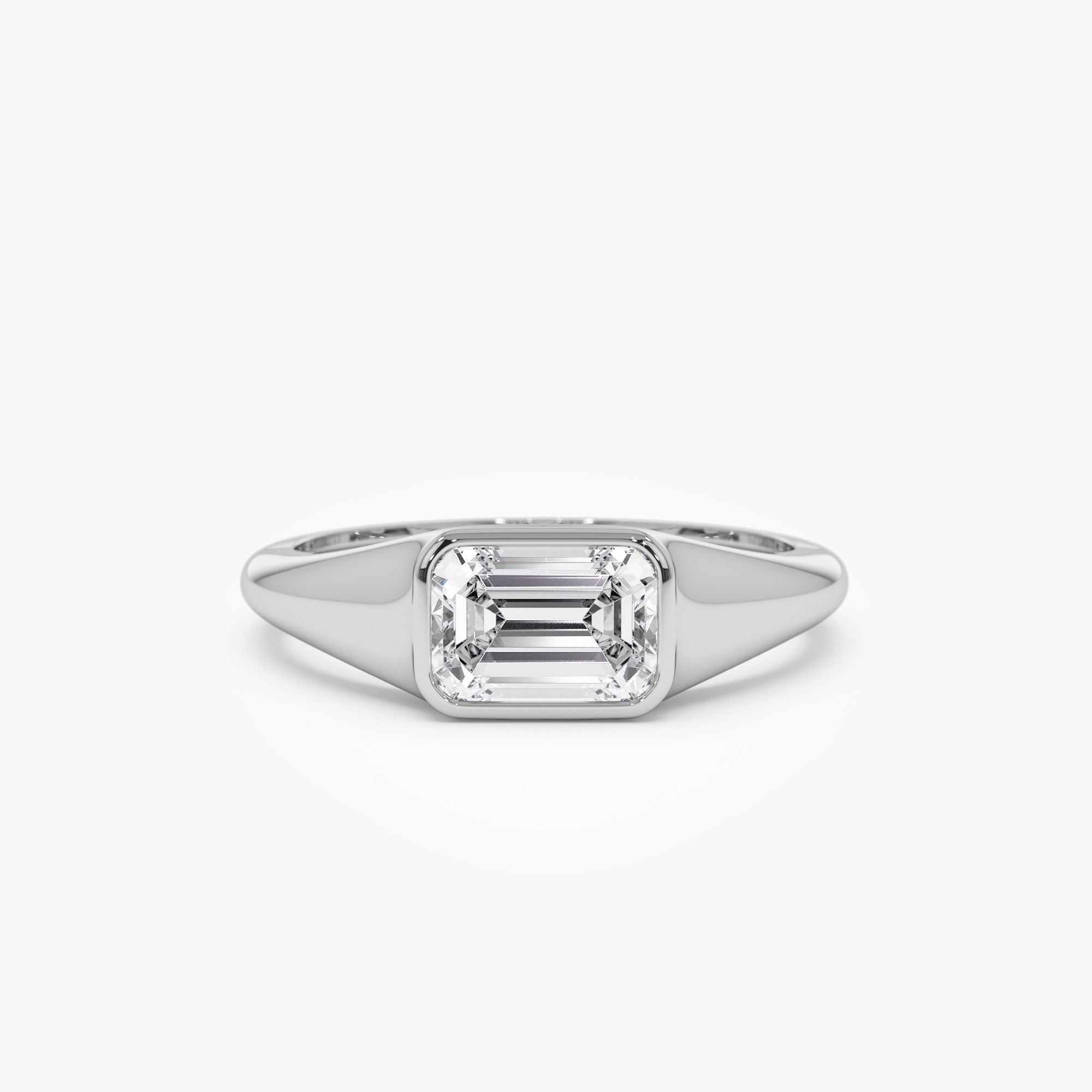OBFJ0976 - 1.00 ctw Emerald Cut Lab Grown Diamond Ring - Remi ring in selectable metal and diamond options - Roselle Jewelry view 8