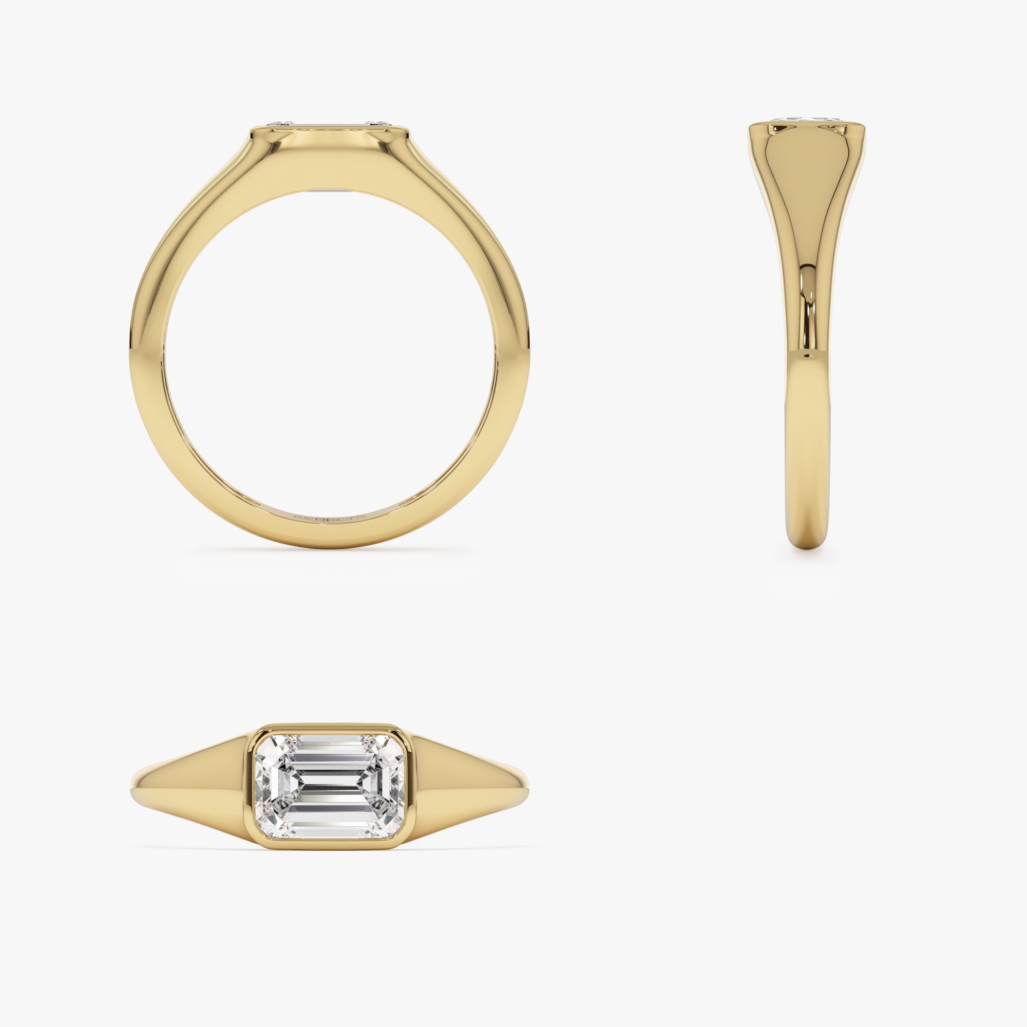 OBFJ0976 - 1.00 ctw Emerald Cut Lab Grown Diamond Ring - Remi ring in selectable metal and diamond options - Roselle Jewelry view 10