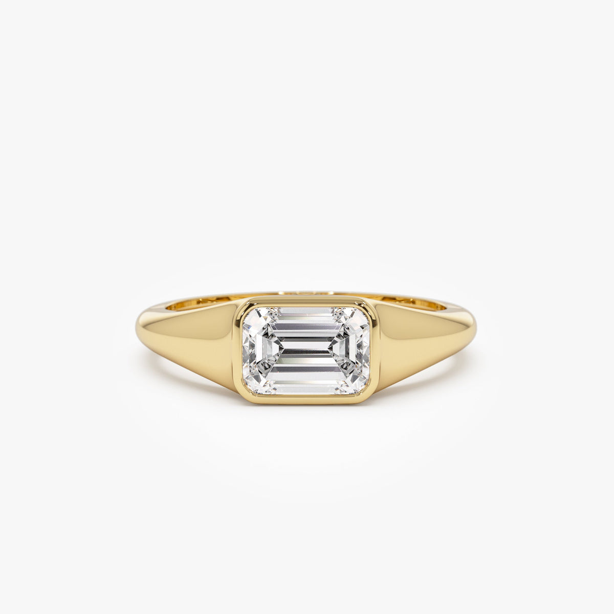 OBFJ0976 - 1.00 ctw Emerald Cut Lab Grown Diamond Ring - Remi ring in selectable metal and diamond options - Roselle Jewelry view 1