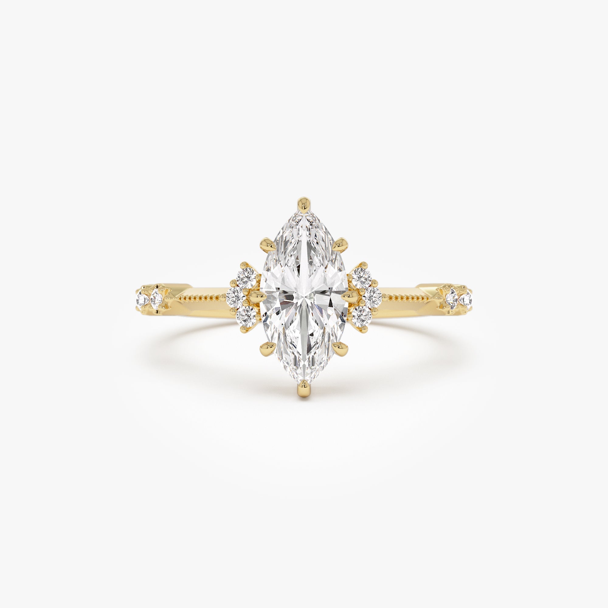OBFJ0977 - 1.10 ctw 14k Art Deco Marquise Shaped Lab Grown Diamond Enagement Ring - Rose 1