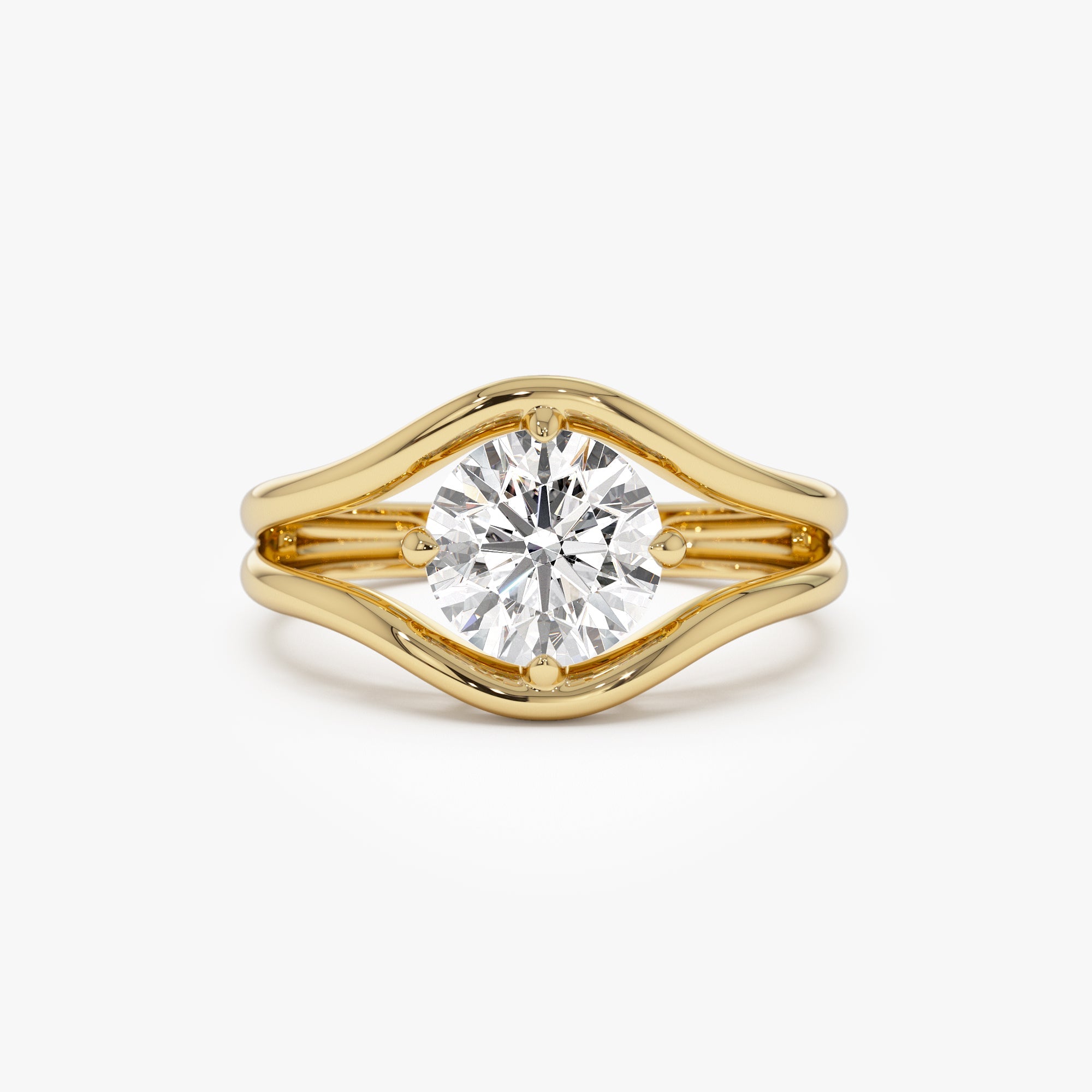 OBFJ0969 - 1.50 ctw 14k Split Shank Unique Round Lab Grown Diamond Engagement Ring - Bella 1