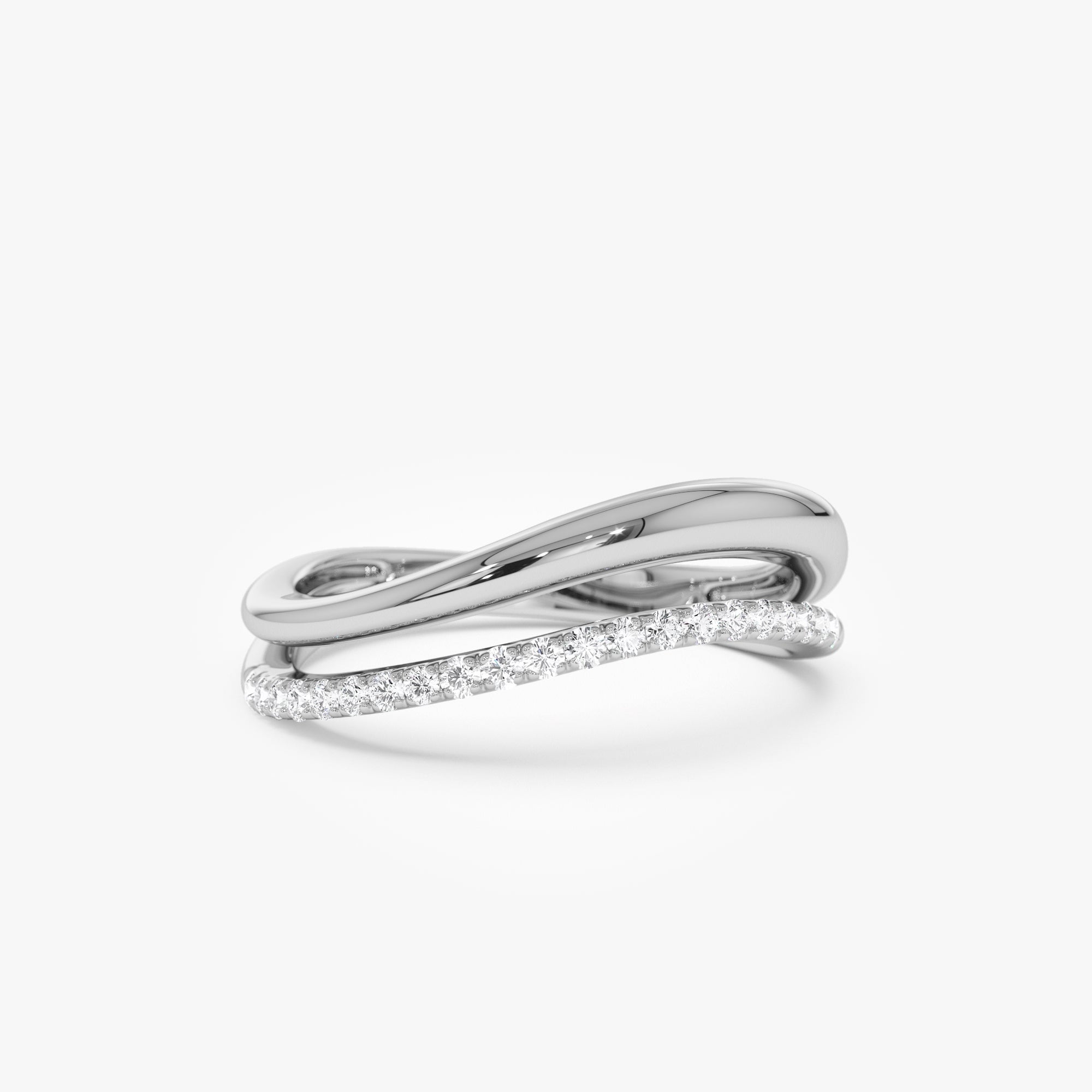 OBFJ1009 - Double Ring Waive Design Diamond Ring ring in selectable metal and diamond options - Roselle Jewelry view 6