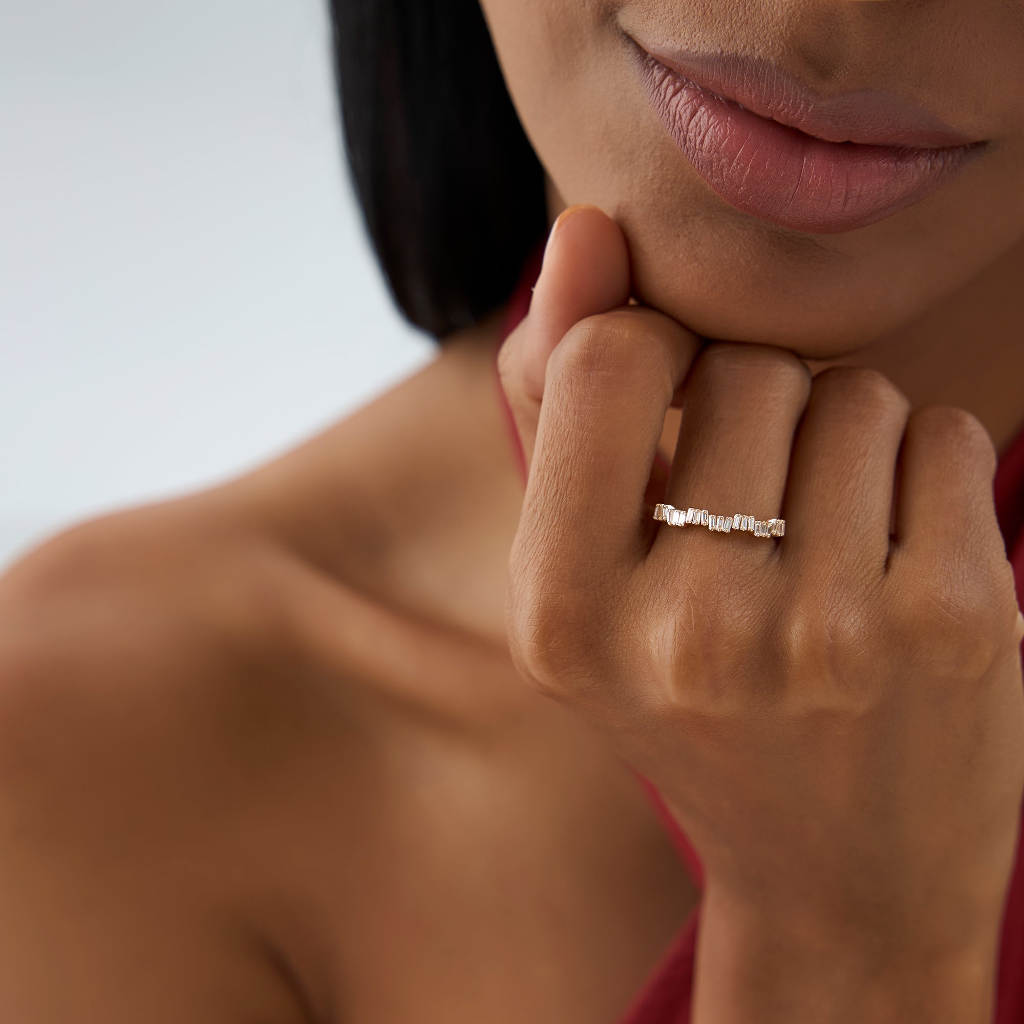 OBFJ0964 - 14k Asymetrical Baguette Diamonds Ring 5