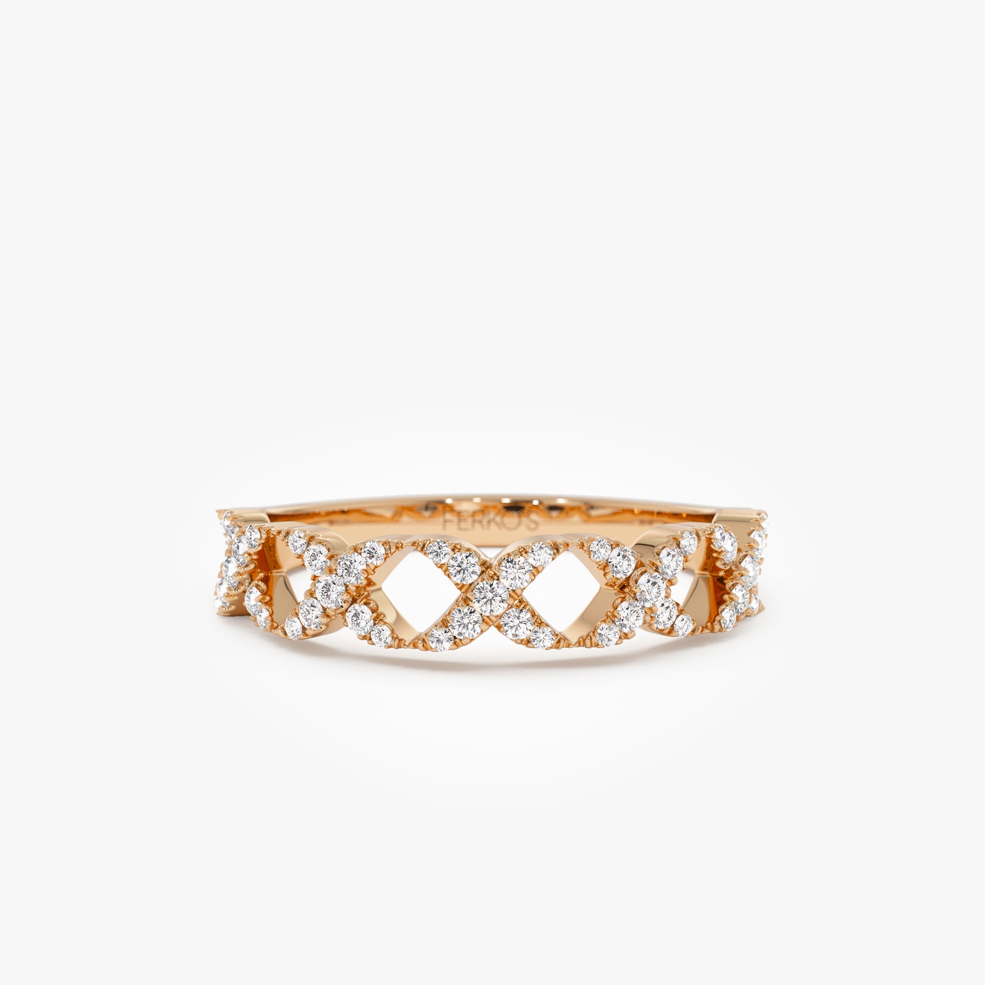 OBFJ1006 - Pave Setting Round Diamond X Ring ring in selectable metal and diamond options - Roselle Jewelry view 8