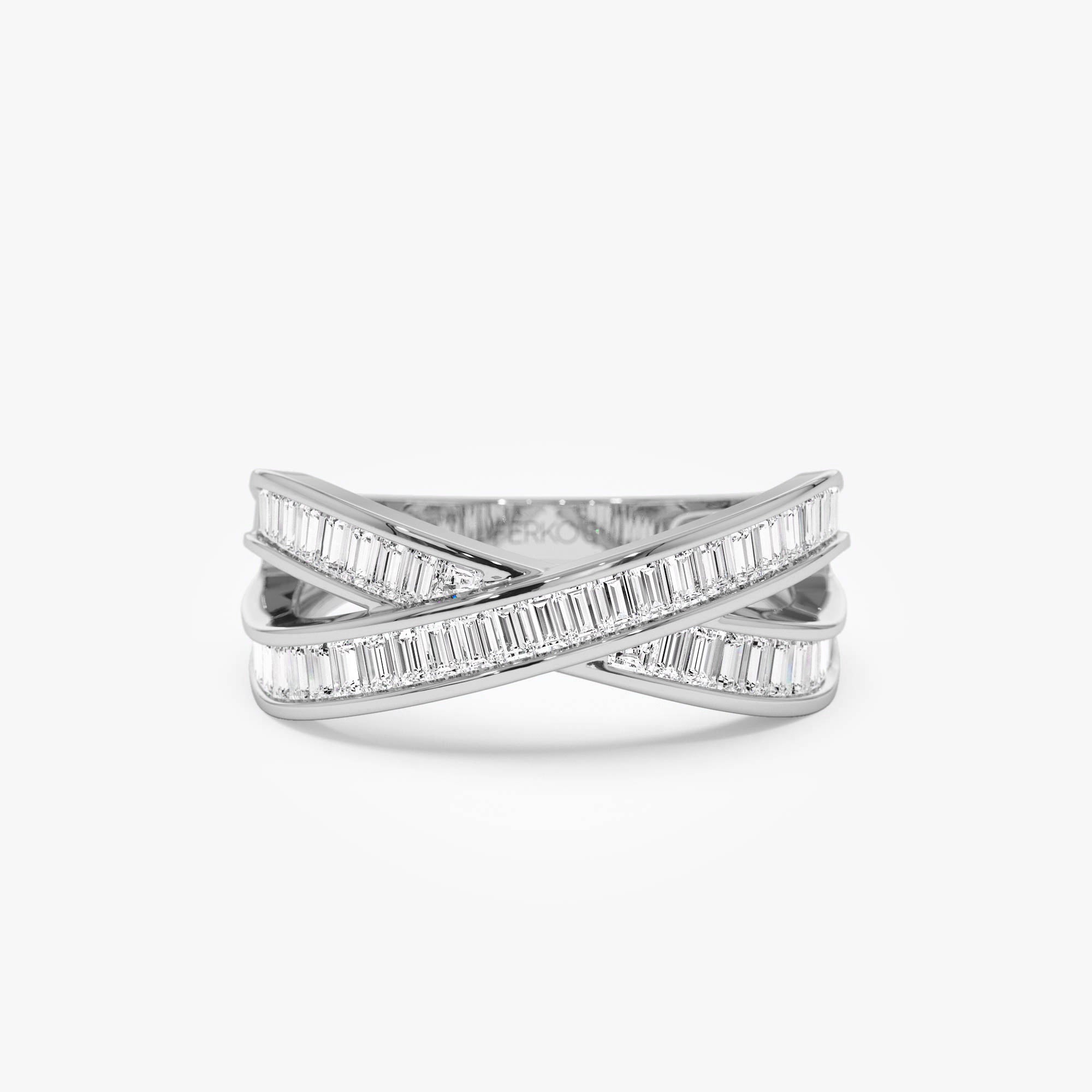 OBFJ0959 - 14k Channel Setting Baguette Diamond Crossover Band 8