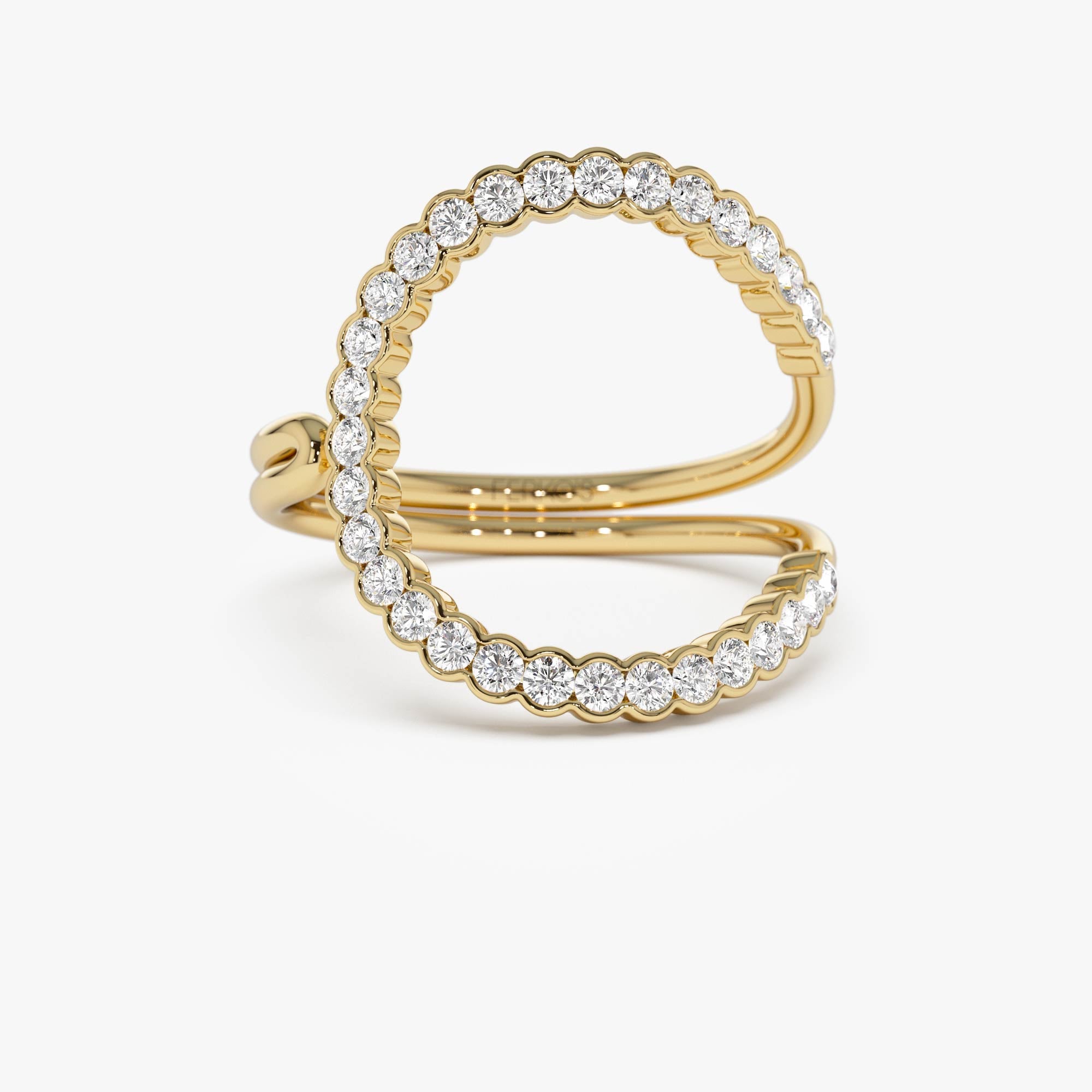 OBFJ0901 - 14k Unique Half Bezel Diamond Ring 1