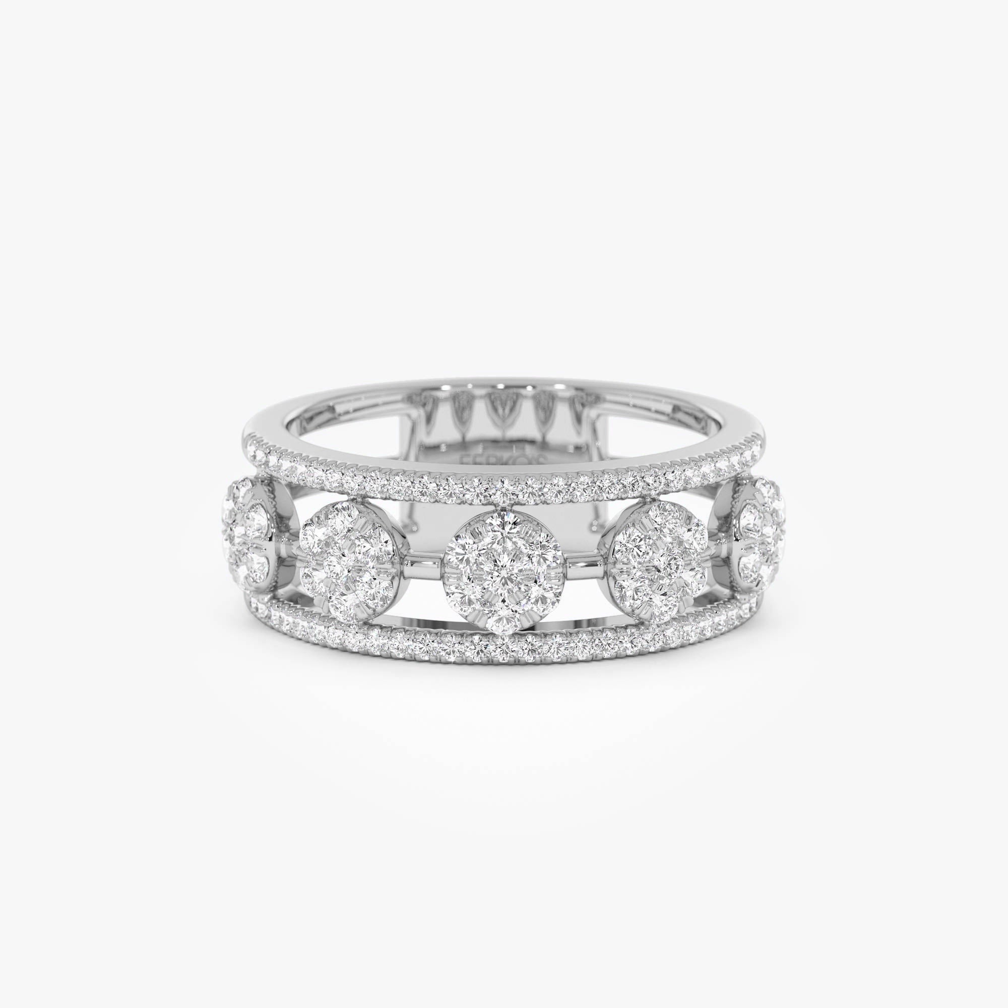 OBFJ0880 - 14K Circle Cluster Diamond Band Ring 7