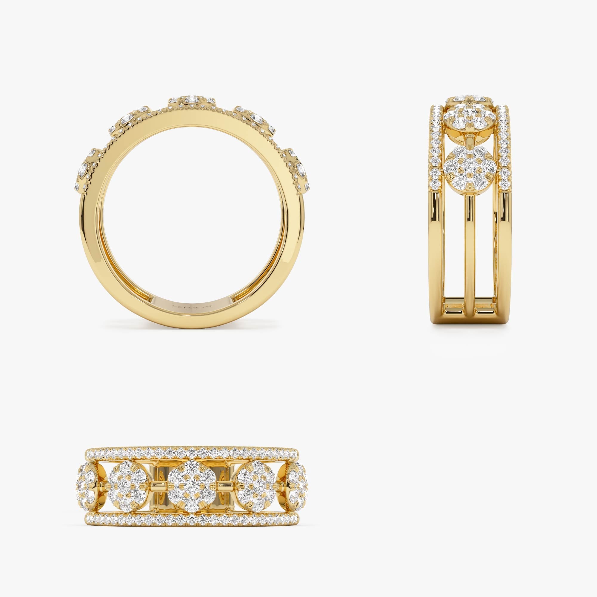 OBFJ0880 - 14K Circle Cluster Diamond Band Ring 9