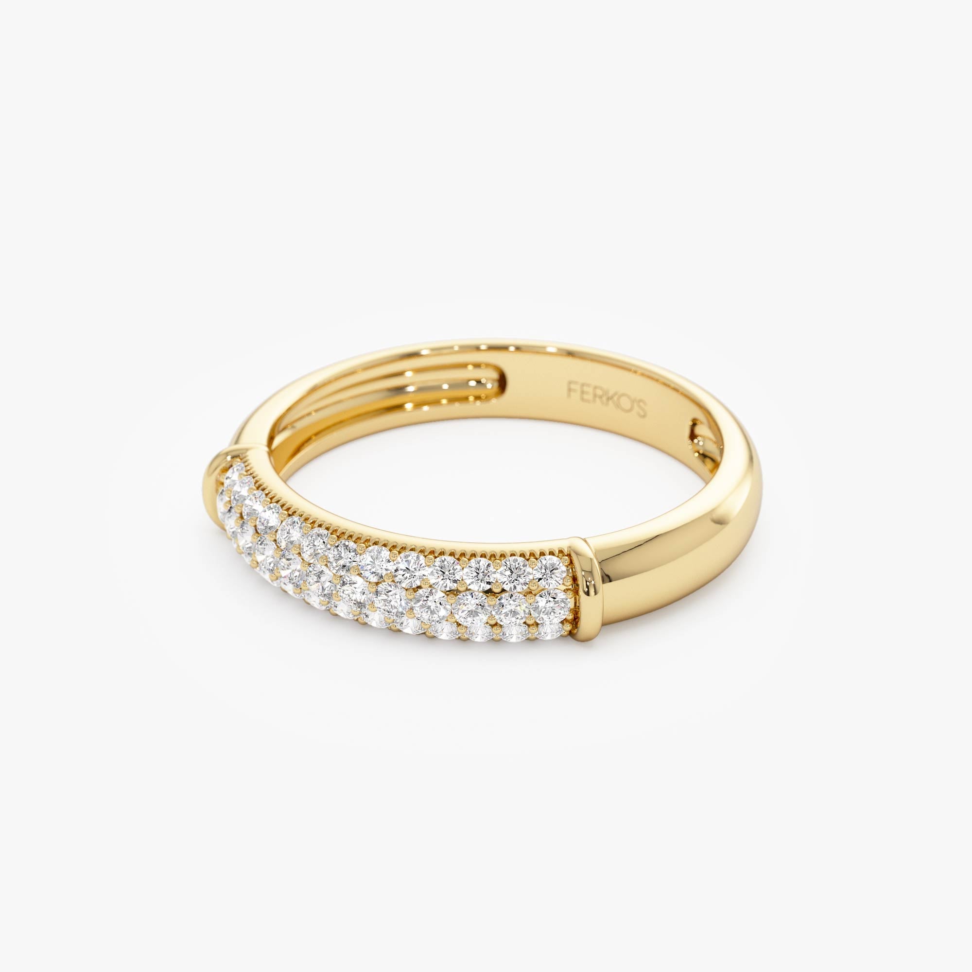 OBFJ0900 - 14K Three Row Diamond Pave Band 9