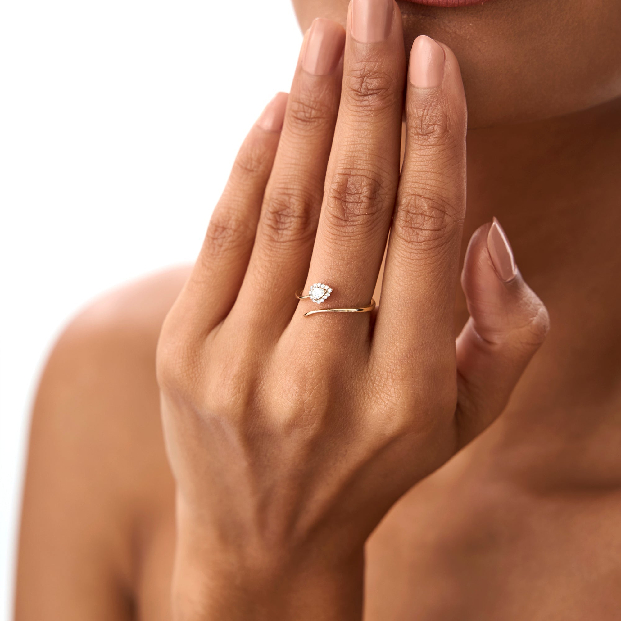 OBFJ0873 - 14K Pear-Shaped Diamond Wrap Ring 5