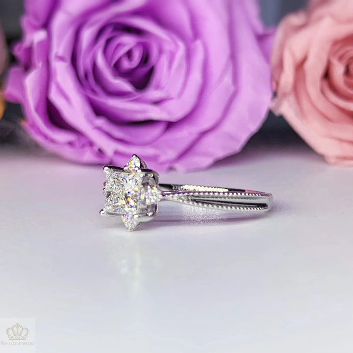 0.51CT Princess Cut Halo Lab Grown Diamond Engagement Ring - LGR072 CHARLISA™