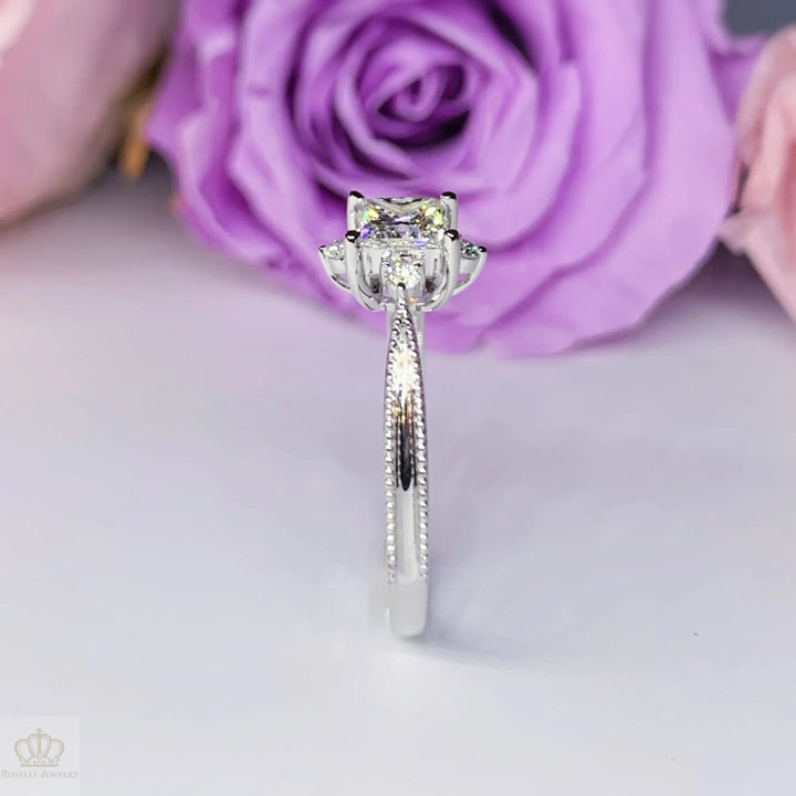 0.51CT Princess Cut Halo Lab Grown Diamond Engagement Ring - LGR072 CHARLISA™