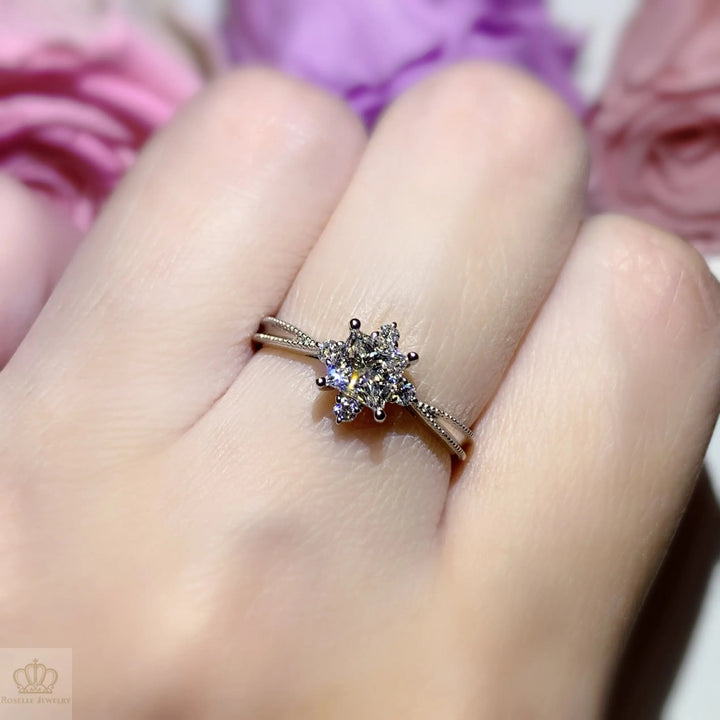 0.51CT Princess Cut Halo Lab Grown Diamond Engagement Ring - LGR072 CHARLISA™