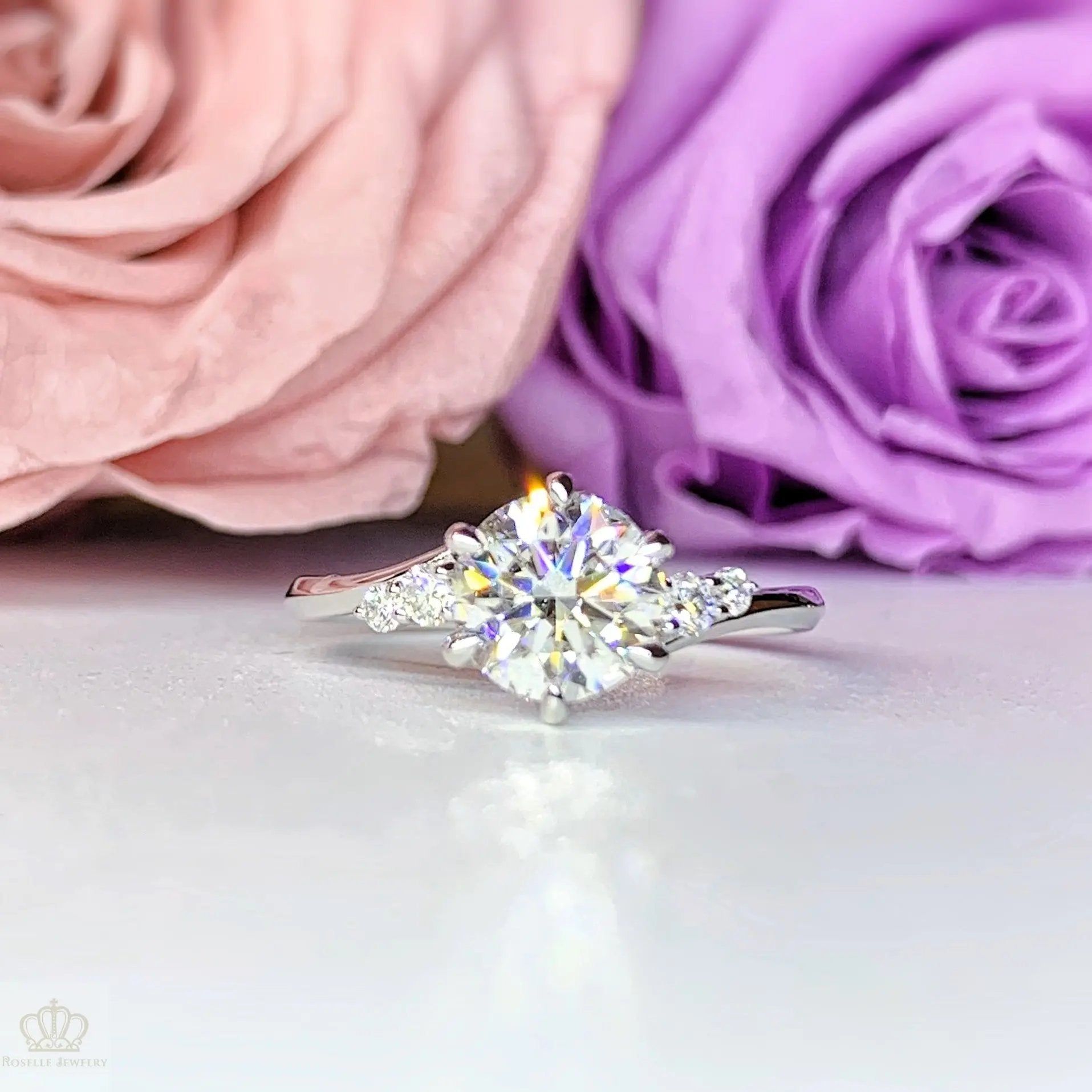 LGR071 - [Setting Only] Twist Side Stone Diamond Engagement Ring CHARLISA™