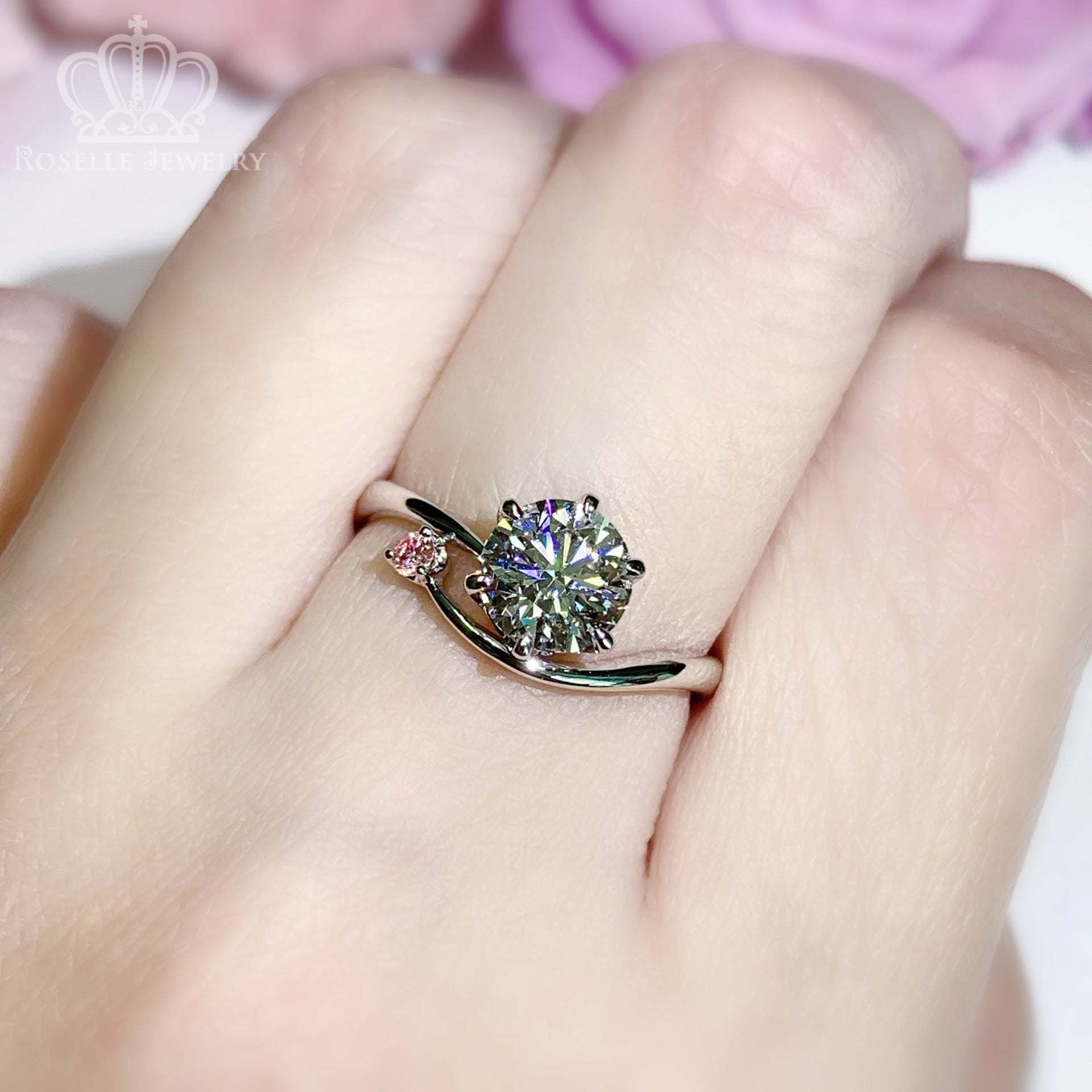 LGT201 - [Setting Only]  Twist Side Stone Diamond Engagement Ring