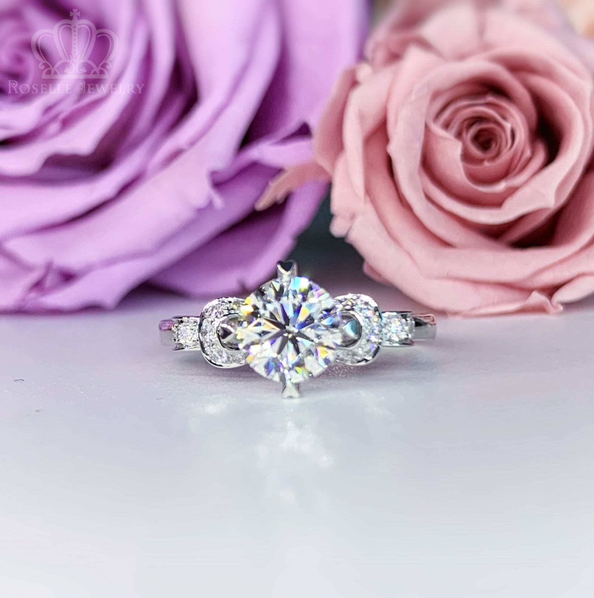 LGR085 - [Setting Only] Side Stone Diamond Bow Engagement Ring