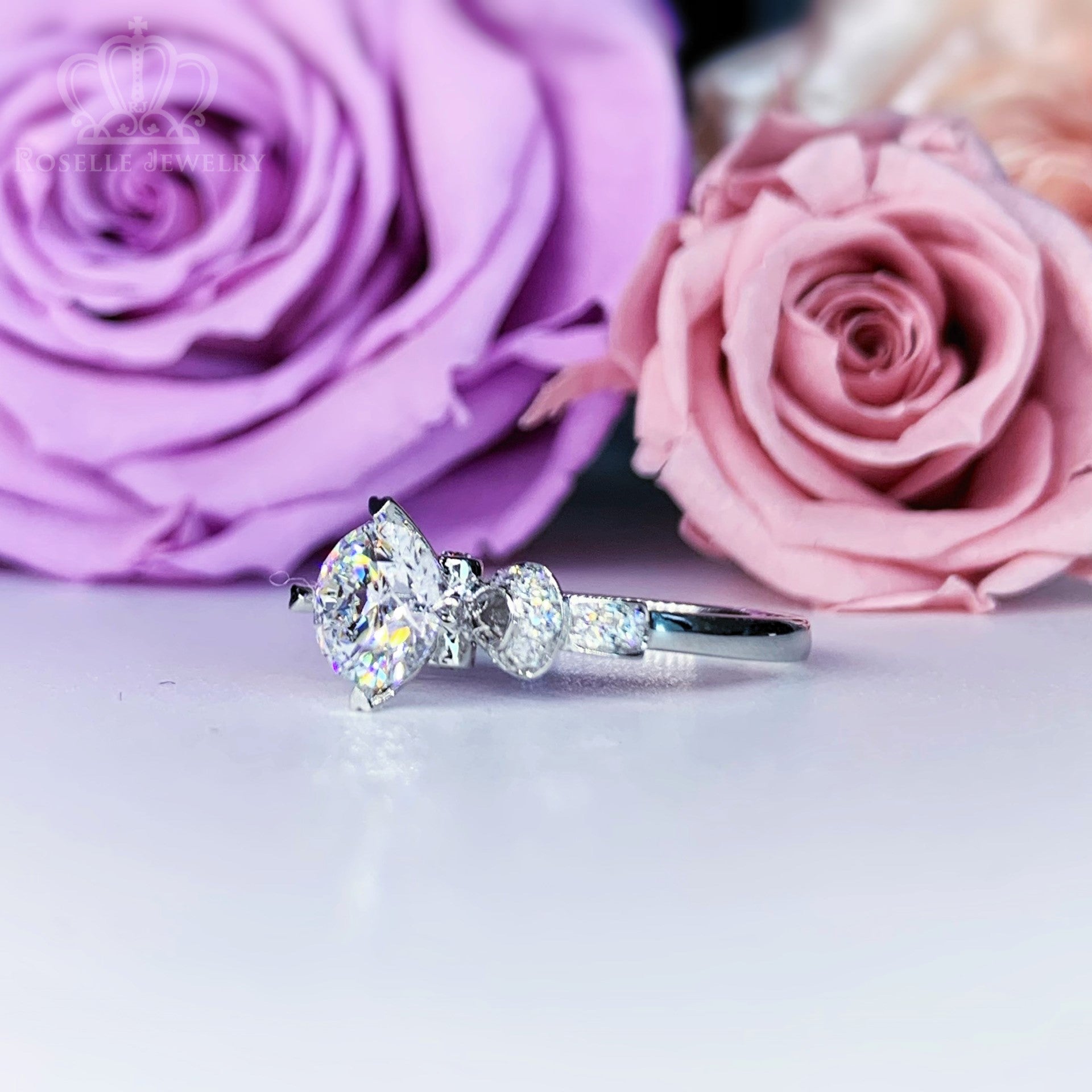 LGR085 - [Setting Only] Side Stone Diamond Bow Engagement Ring