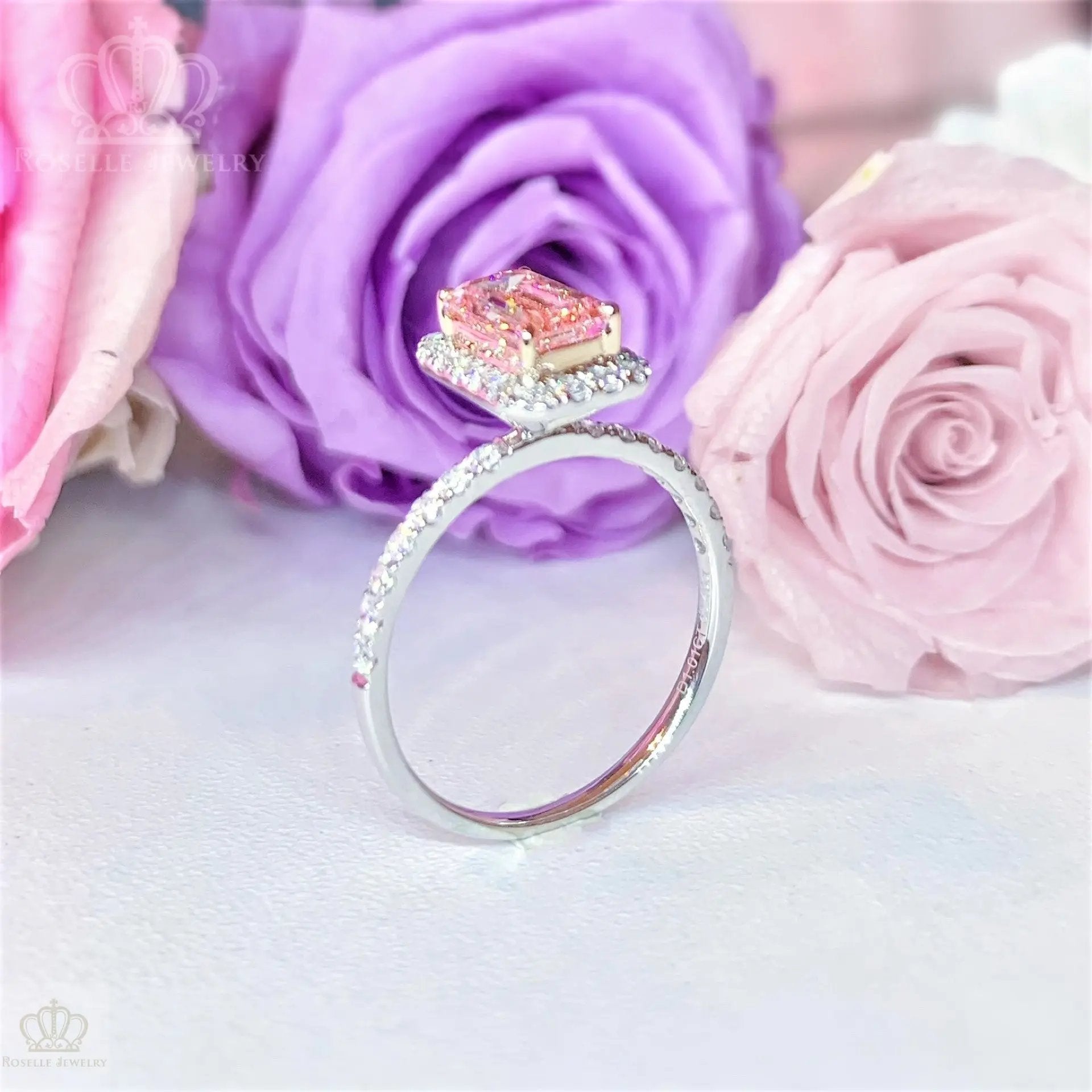 Emerald Cut Halo Side Stone Diamond Engagement Ring [Setting Only] - LGR044 CHARLISA™