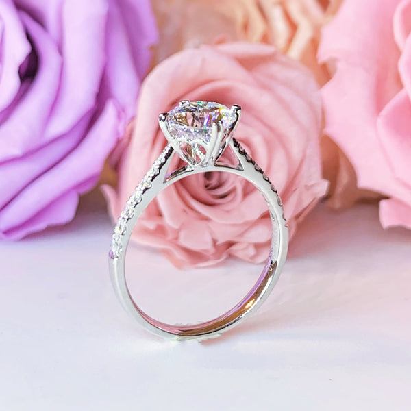 18K White Gold Side Stone Diamond Engagement Ring - LGR089 with 1.37ctw