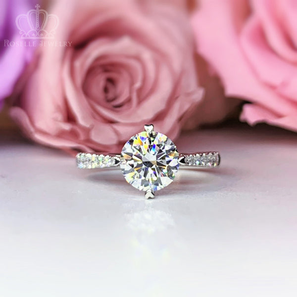 LGR089 - [Setting Only] Four Prong Side Stone Diamond Engagement Ring
