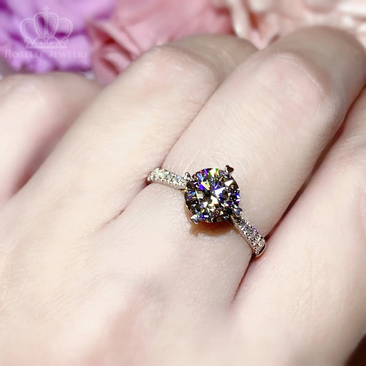 18K White Gold Side Stone Diamond Engagement Ring - LGR089 with 1.37ctw CHARLISA™