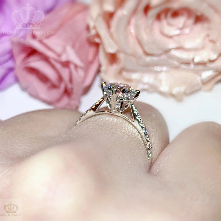 18K White Gold Side Stone Diamond Engagement Ring - LGR089 with 1.37ctw CHARLISA™