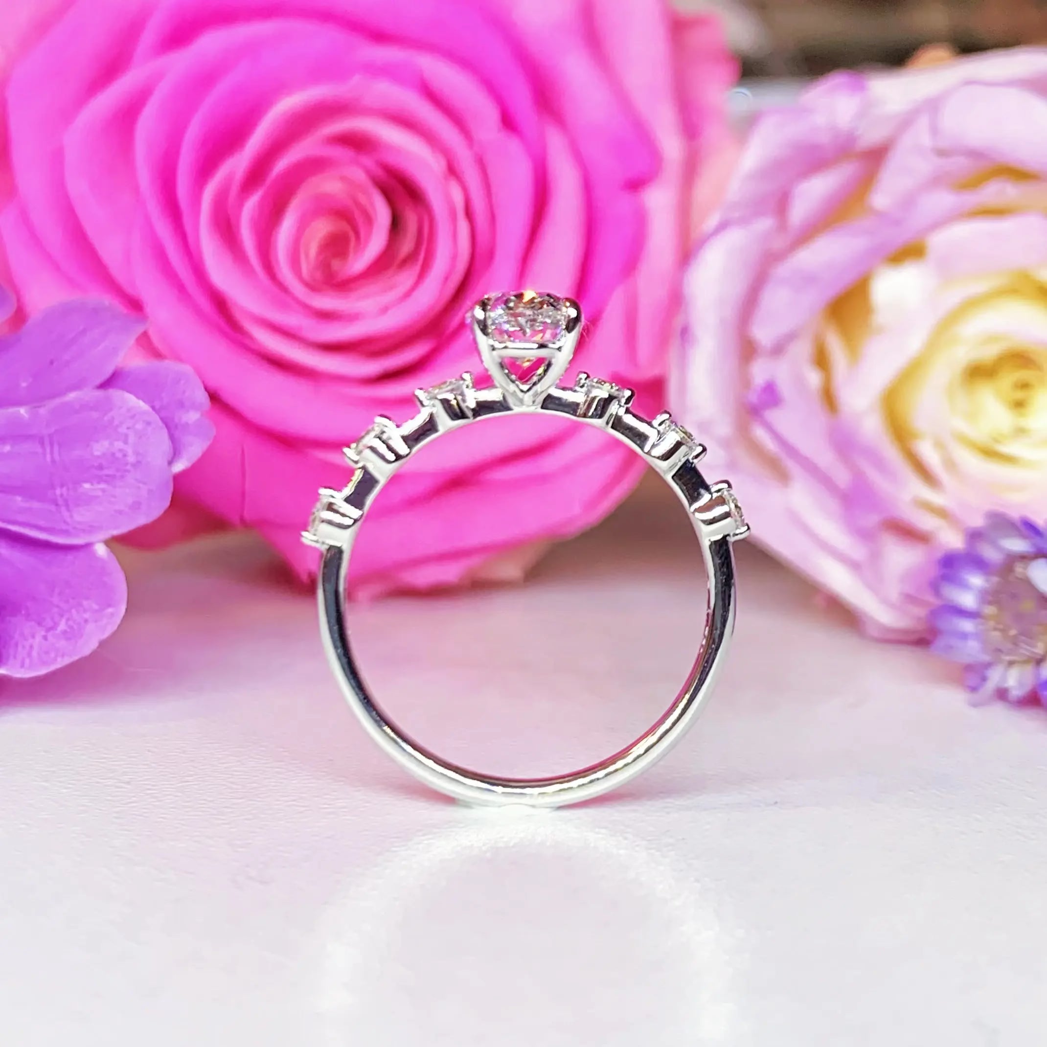 Side Stone Diamond Engagement Ring [Setting Only] - LGR006s CHARLISA™