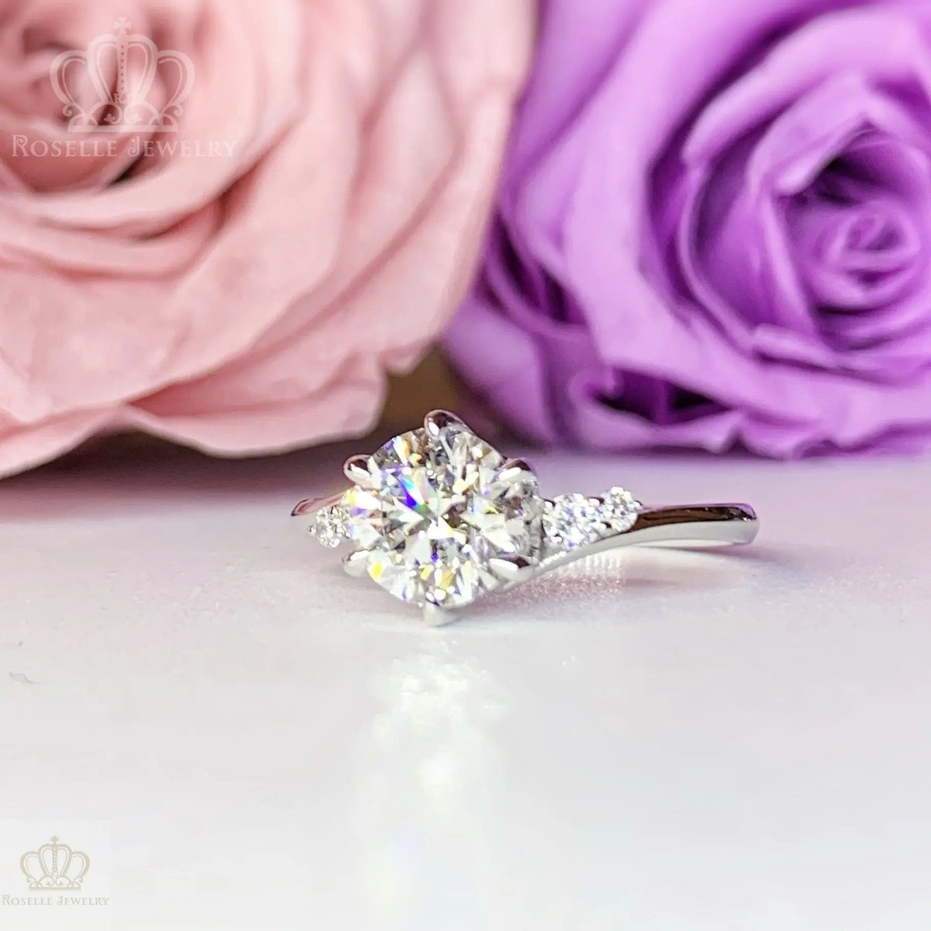 LGR071 - Twist Side Stone Lab Grown Diamond Engagement Ring - LG597357655 CHARLISA™