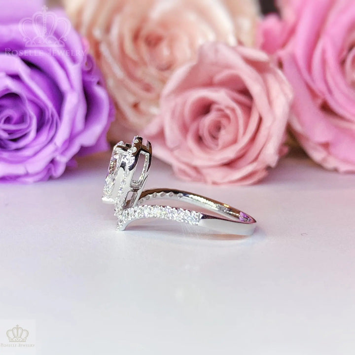 1.01CT Pear Lab Grown V Shape Diamond Halo Engagement Ring - LGR084 CHARLISA™