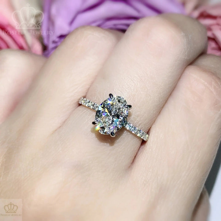 1.50CT Oval Lab Grown Side Stone Diamond Engagement Ring - LGR086 CHARLISA™