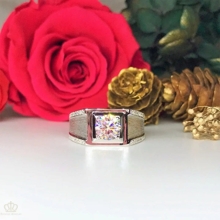 Side Stone Men's Ring - TM1 - Roselle Jewelry