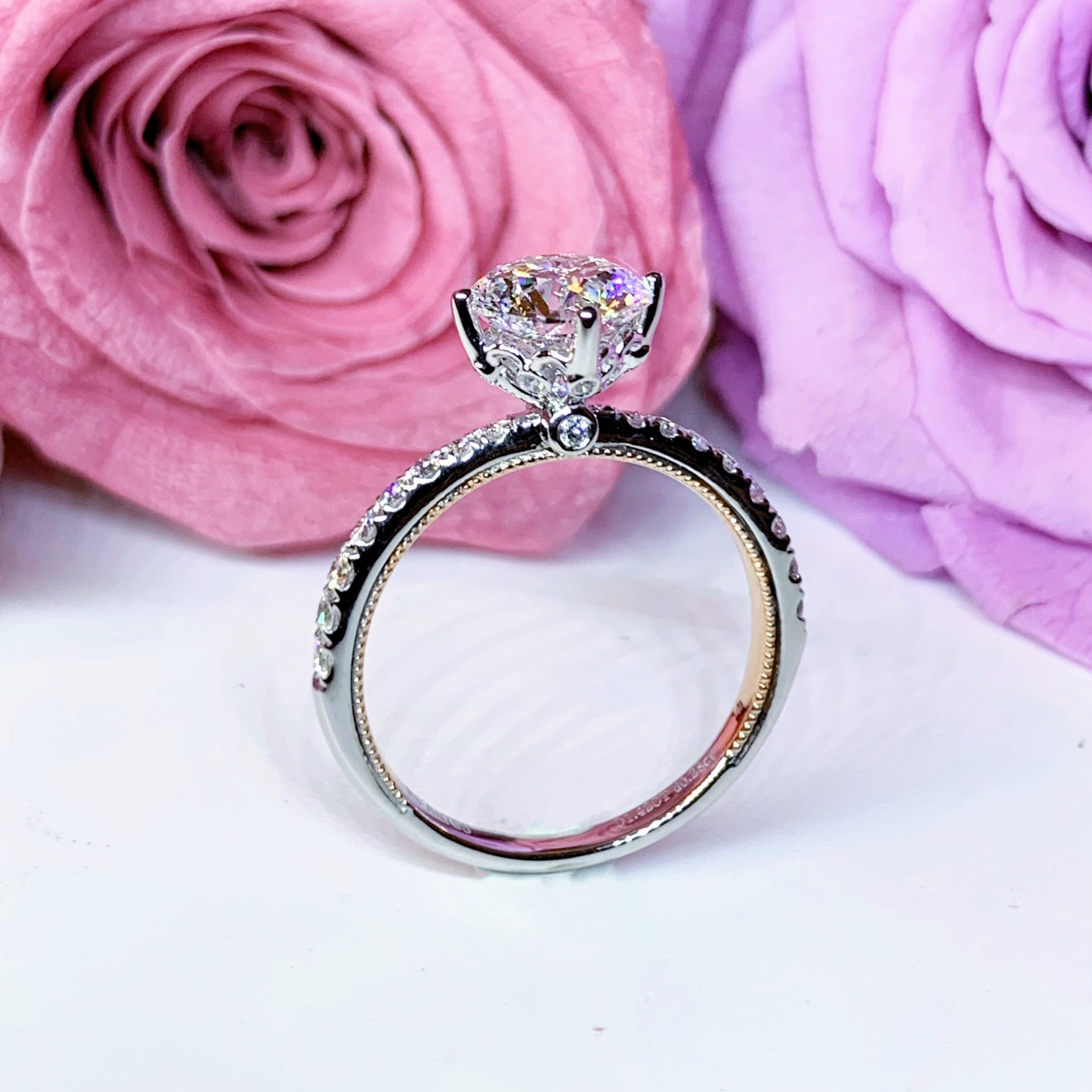 LGR170 - [Setting Only] Two Tone Side Stone Diamond Engagement Ring