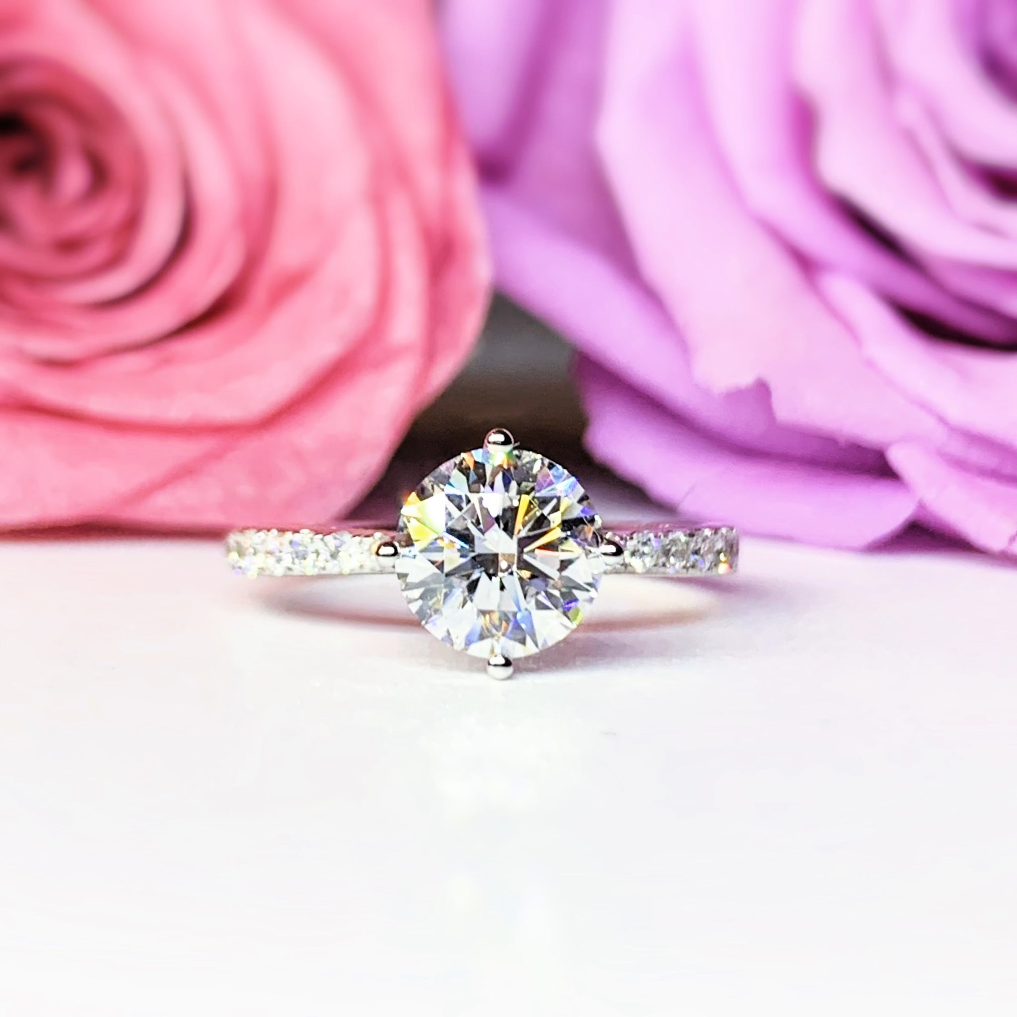 LGR170 - [Setting Only] Two Tone Side Stone Diamond Engagement Ring