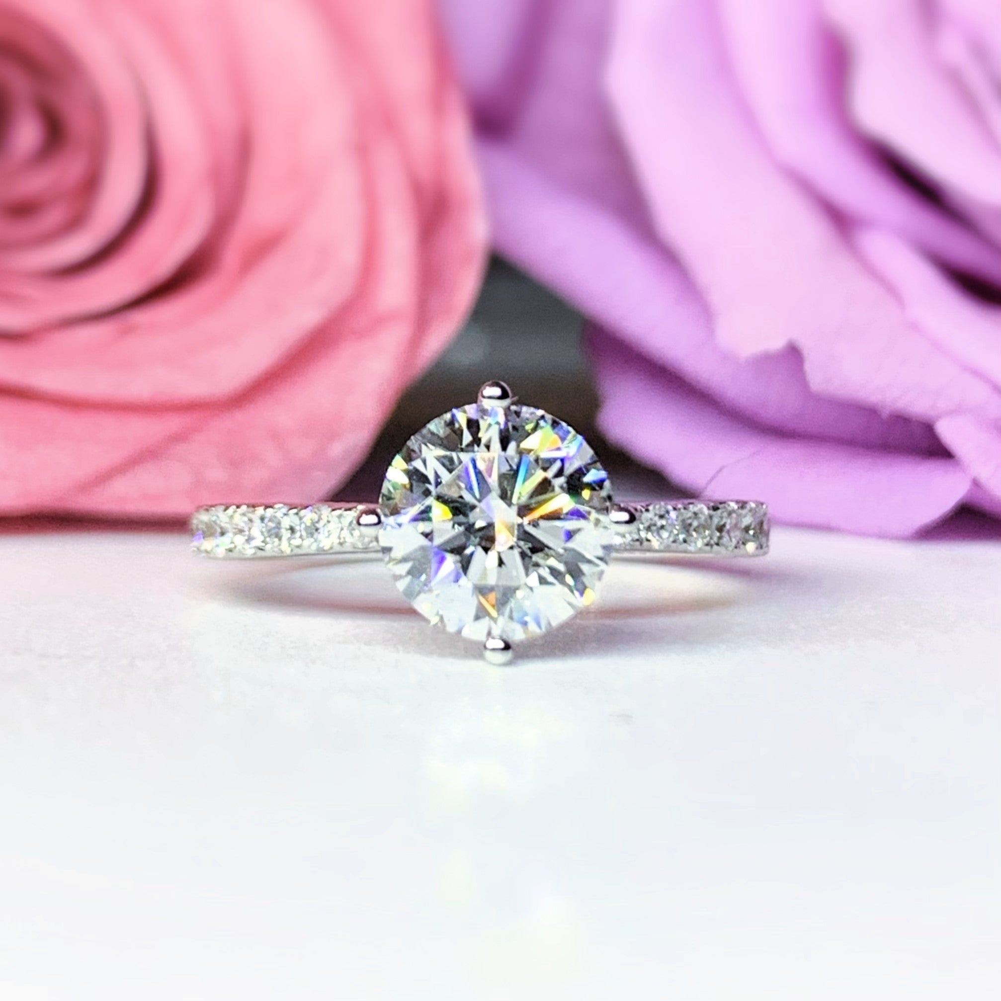 LGR170 - [Setting Only] Two Tone Side Stone Diamond Engagement Ring