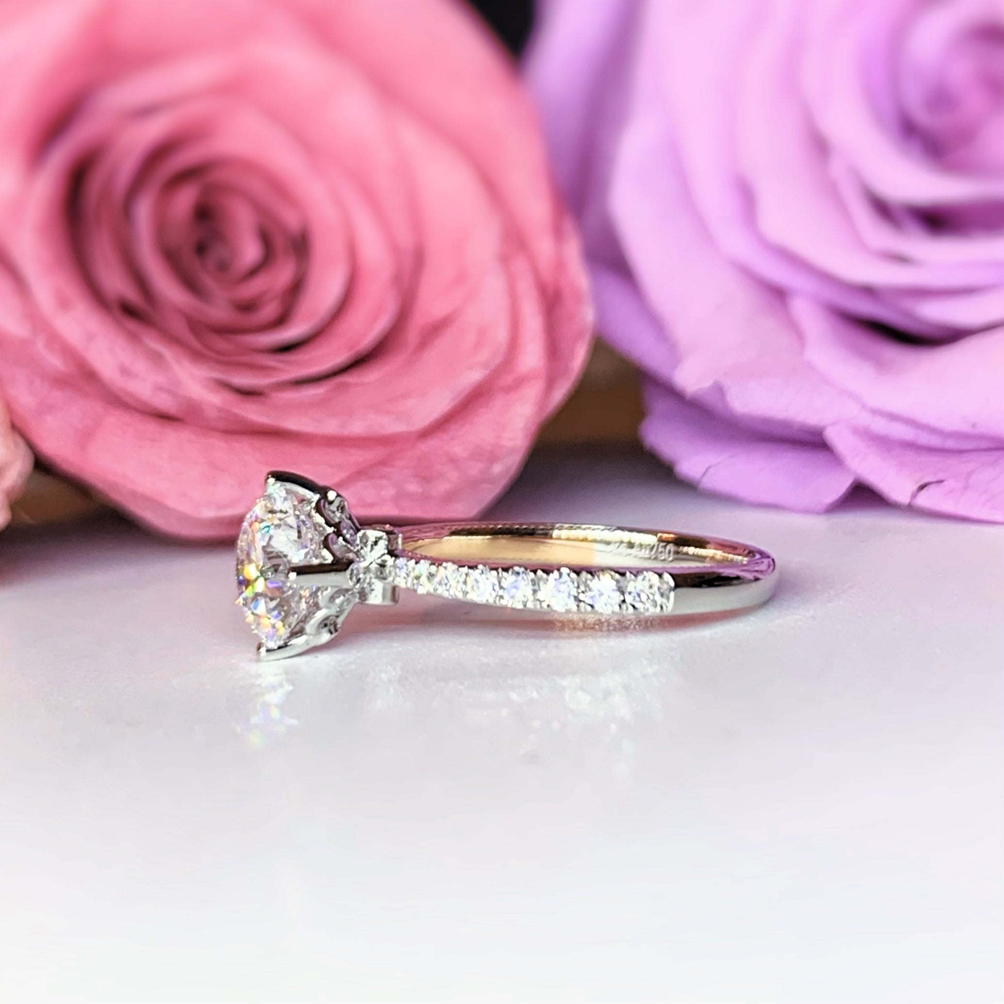 LGR170 - [Setting Only] Two Tone Side Stone Diamond Engagement Ring