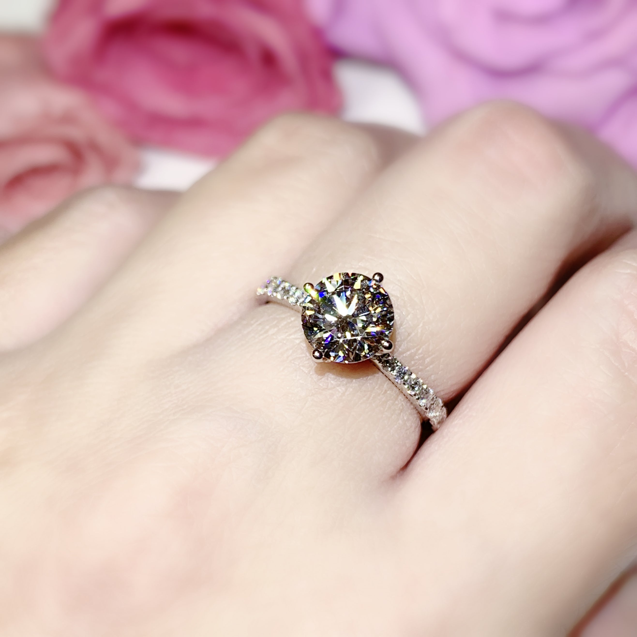 LGR170 - [Setting Only] Two Tone Side Stone Diamond Engagement Ring