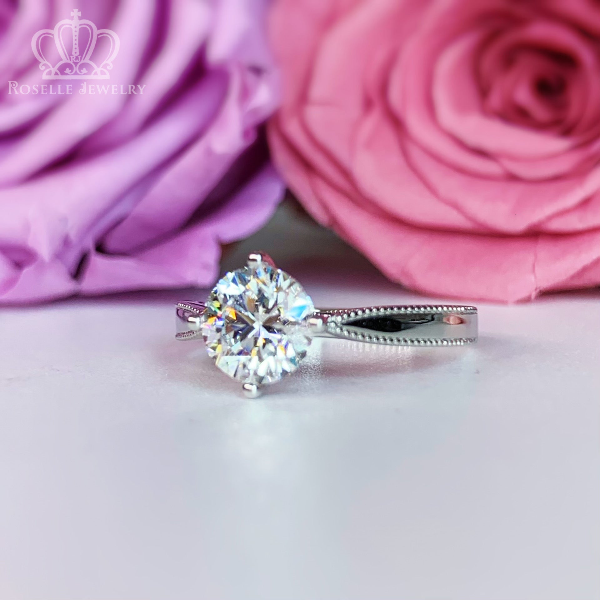 LGN044 - [Setting Only] Floral Four Prong Solitaire Engagement Ring