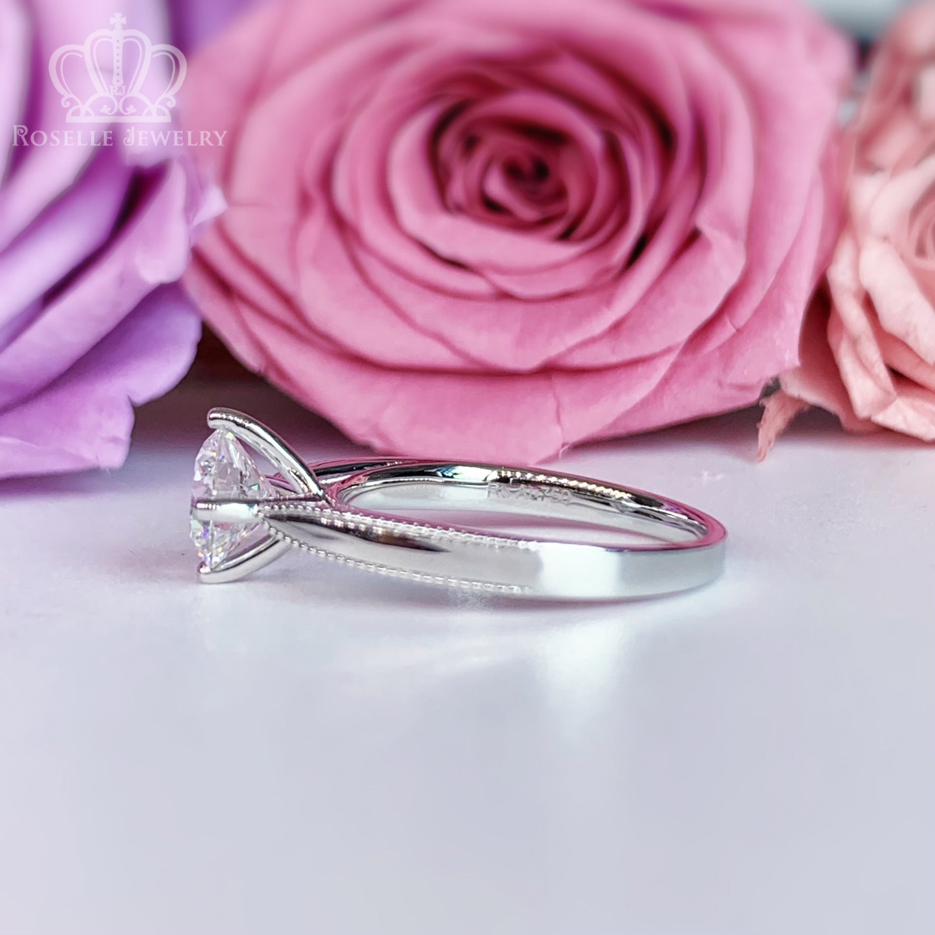 LGN044 - [Setting Only] Floral Four Prong Solitaire Engagement Ring