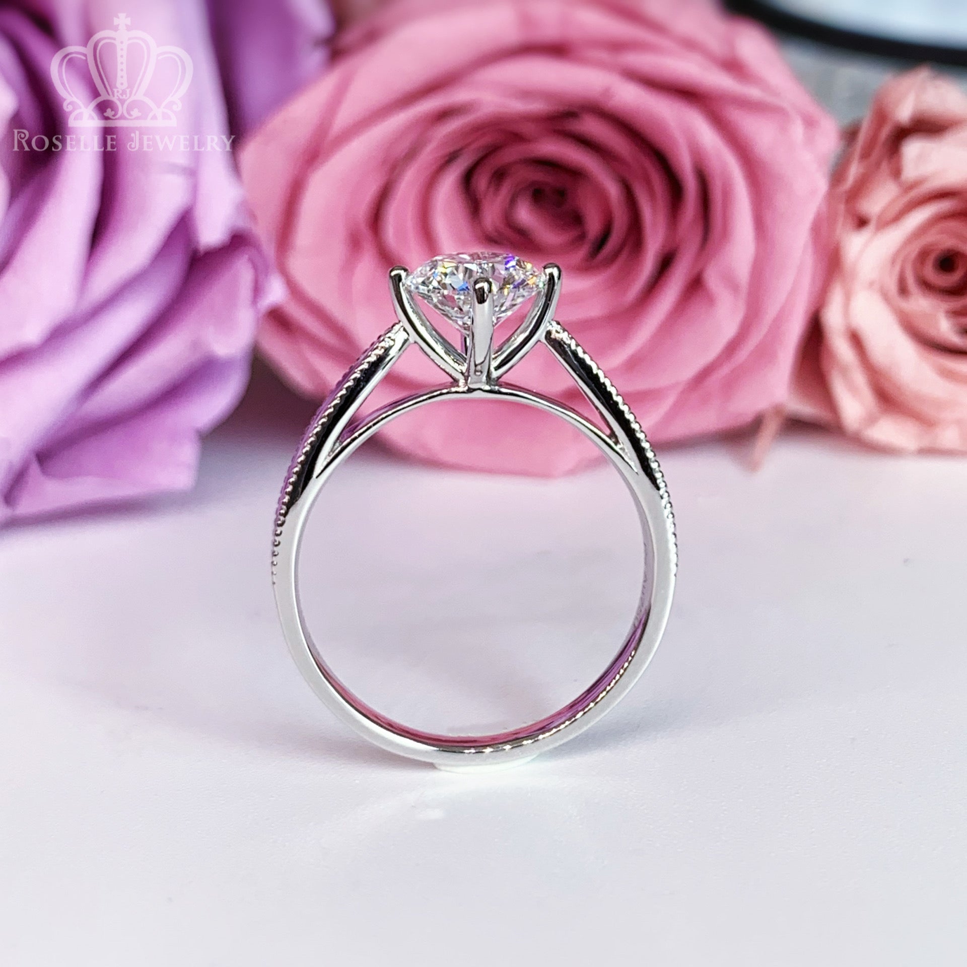 LGN044 - [Setting Only] Floral Four Prong Solitaire Engagement Ring