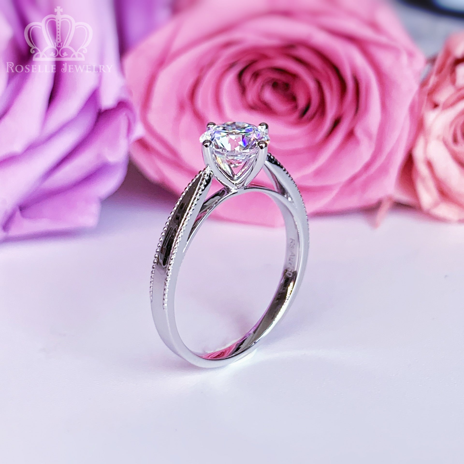 LGN044 - [Setting Only] Floral Four Prong Solitaire Engagement Ring