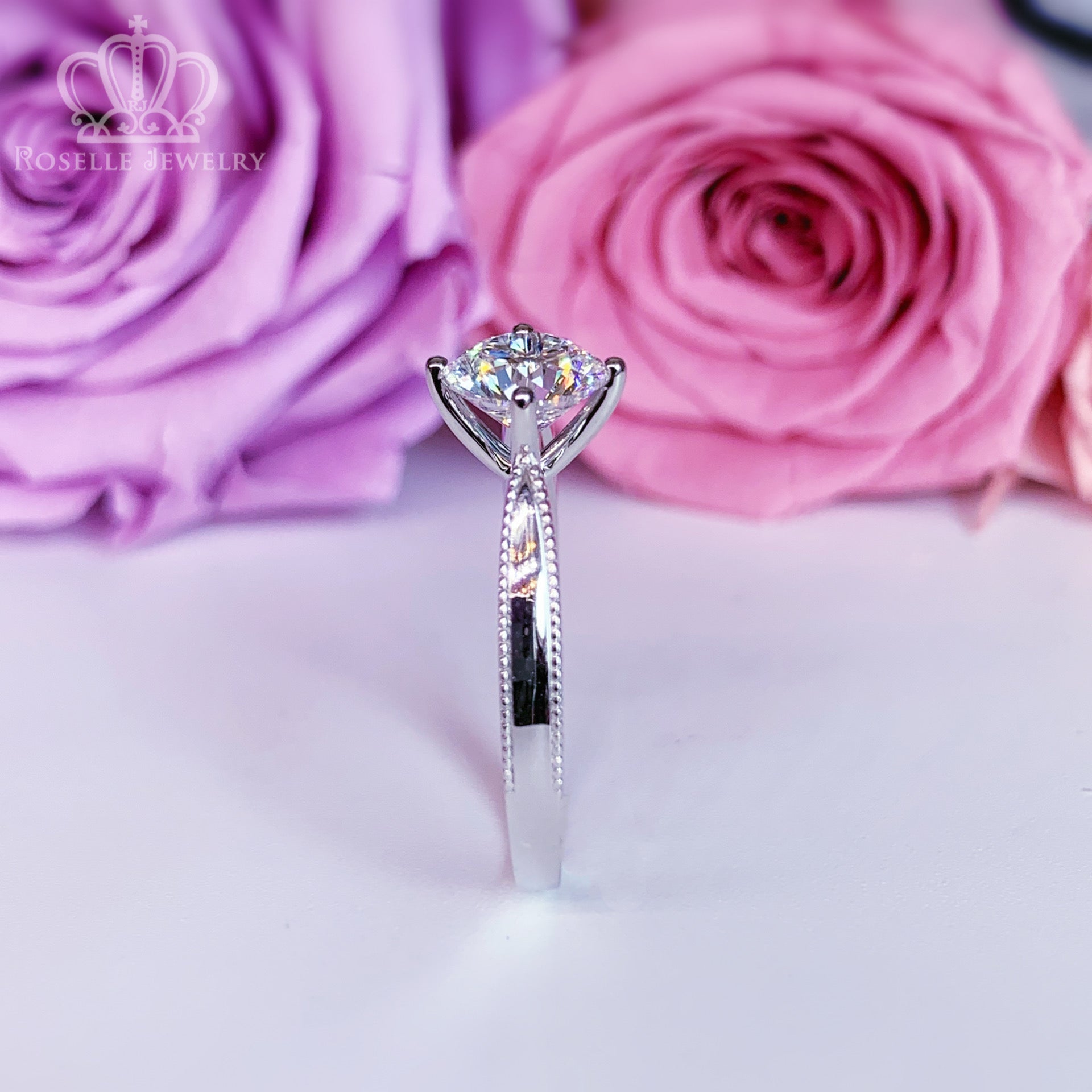 LGN044 - [Setting Only] Floral Four Prong Solitaire Engagement Ring