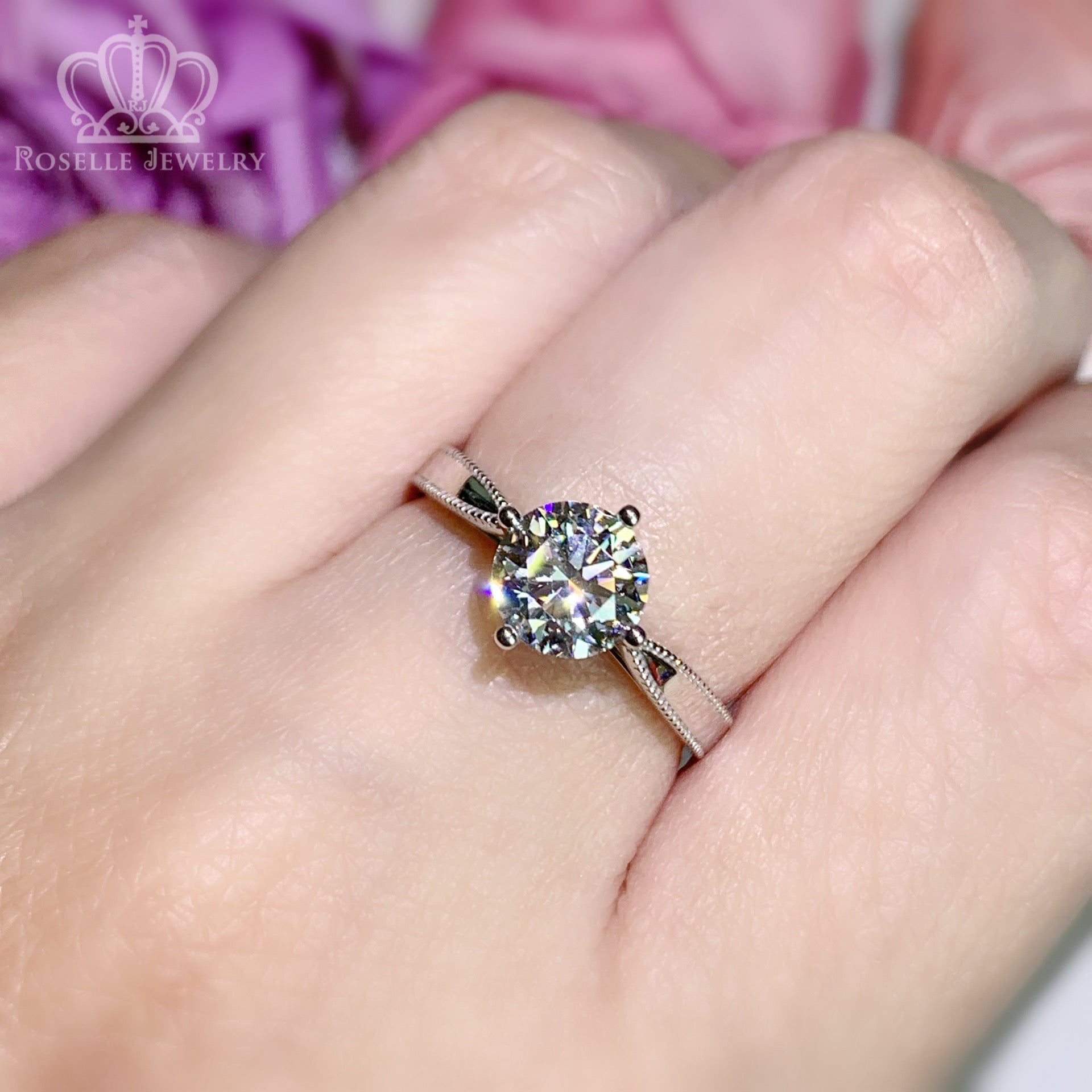 LGN044 - [Setting Only] Floral Four Prong Solitaire Engagement Ring