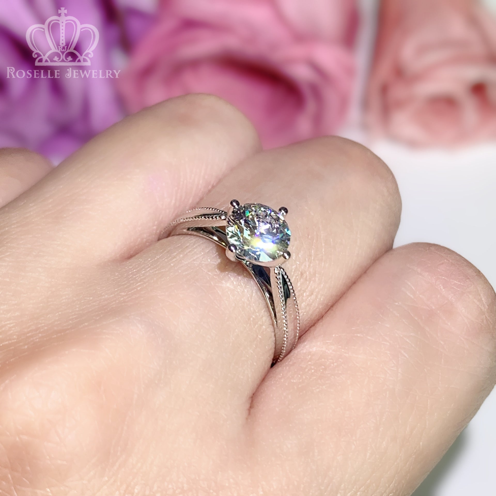 LGN044 - [Setting Only] Floral Four Prong Solitaire Engagement Ring